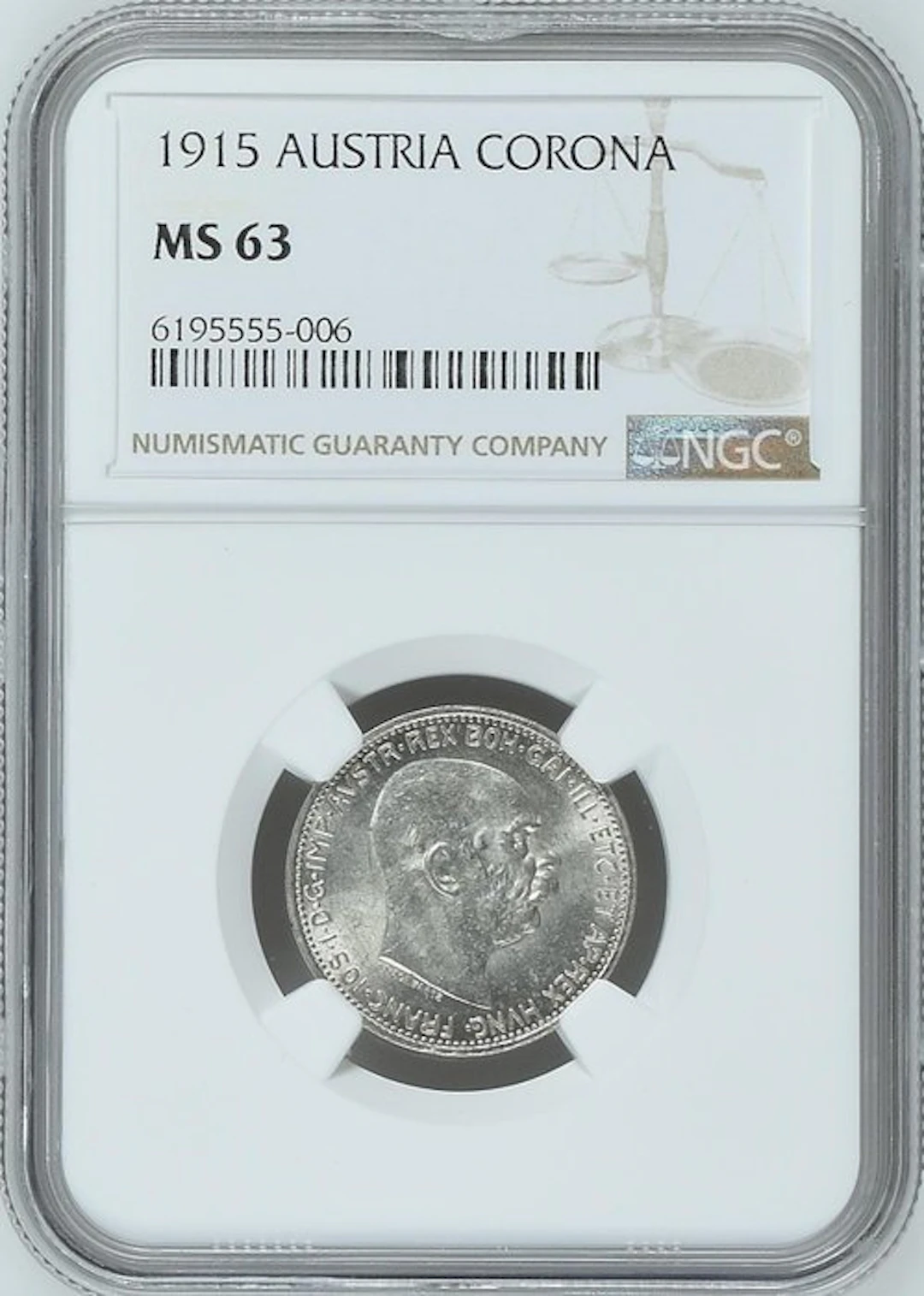 Austria. Franz Joseph I. Corona 1915 - NGC MS63