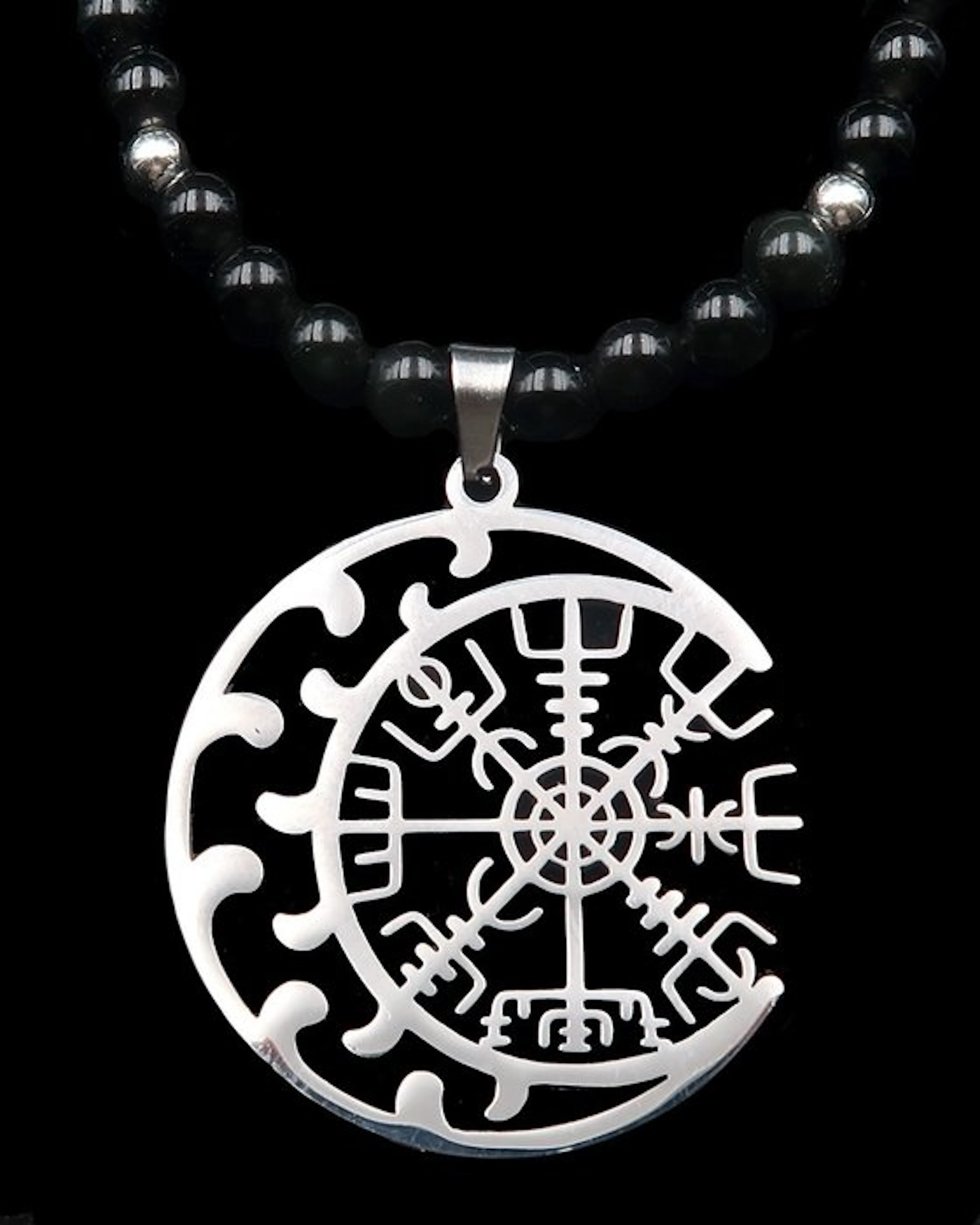 Talisman Vegvísir – Destinies' Compass – Obsidian –...