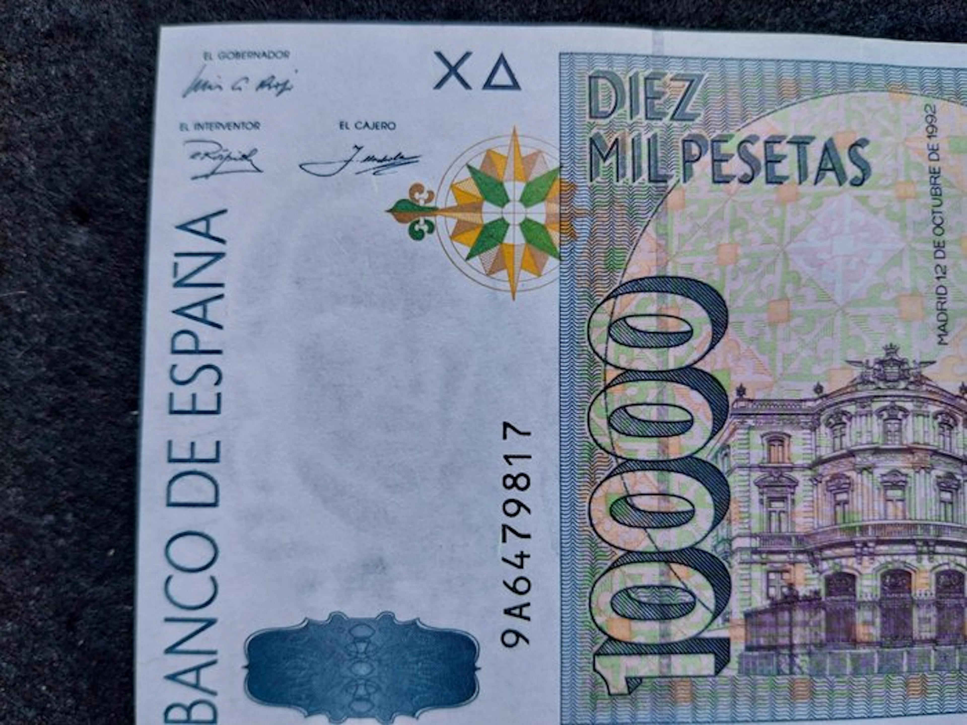 Spain. - 10 000 Pesetas - 1992 - Serie 9A - replacement...