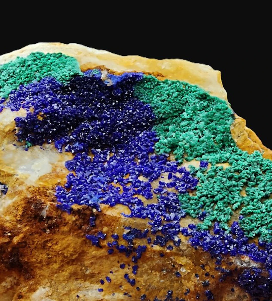 Splendid azurite and malachite