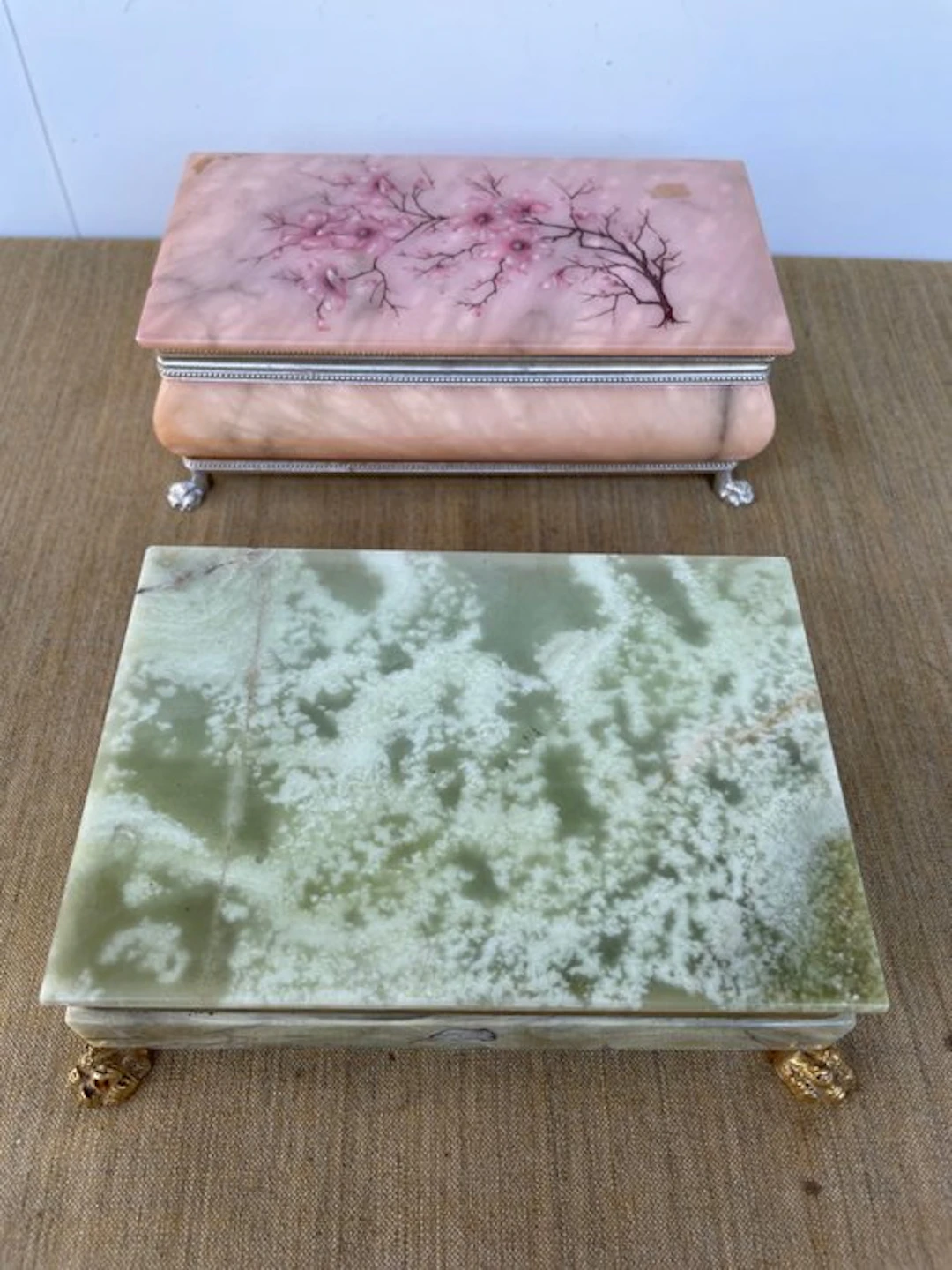 Jewellery box (2) - Brass, Alabaster