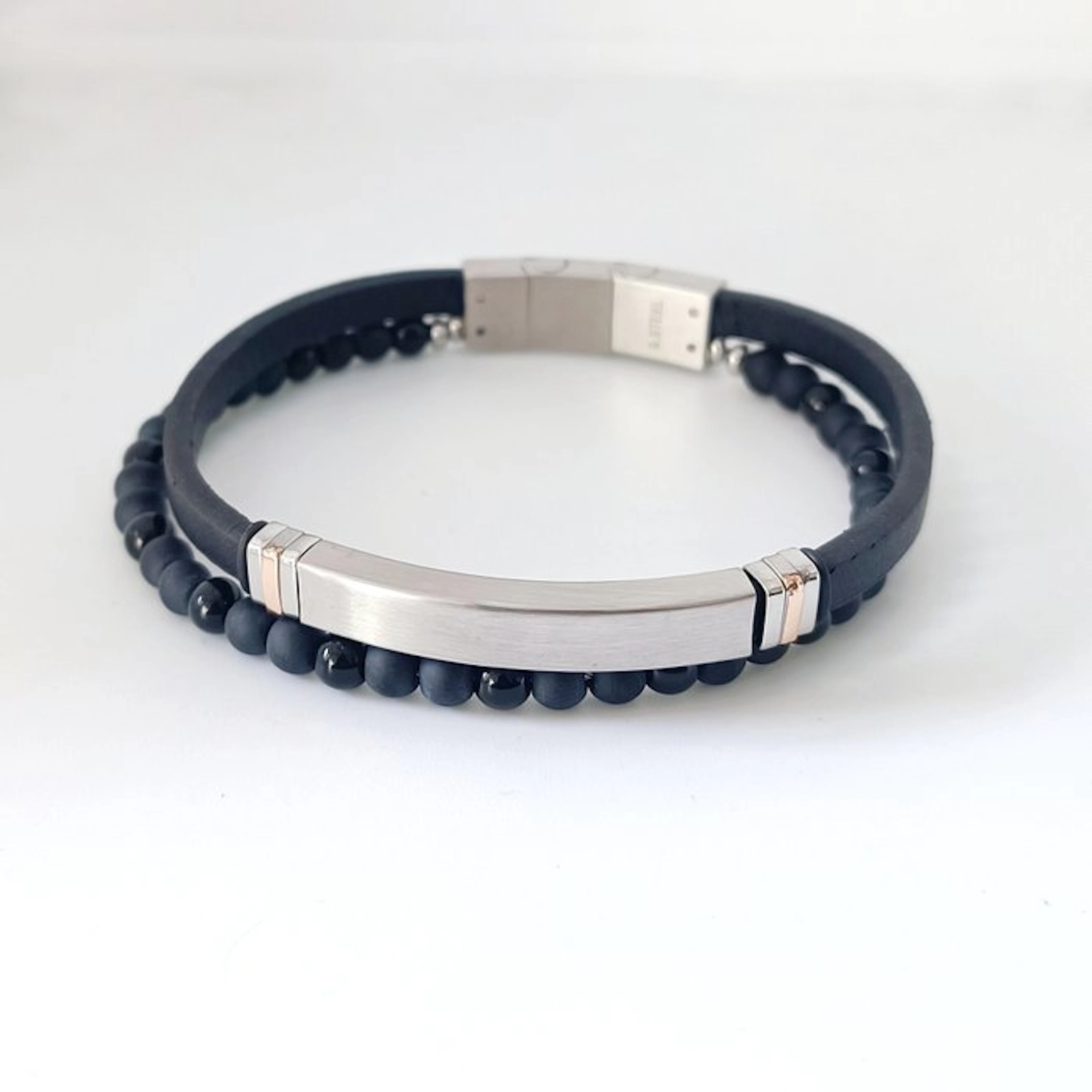 Onyx - 18 kt. - Steel, Rose gold - Bracelet - Artisanal