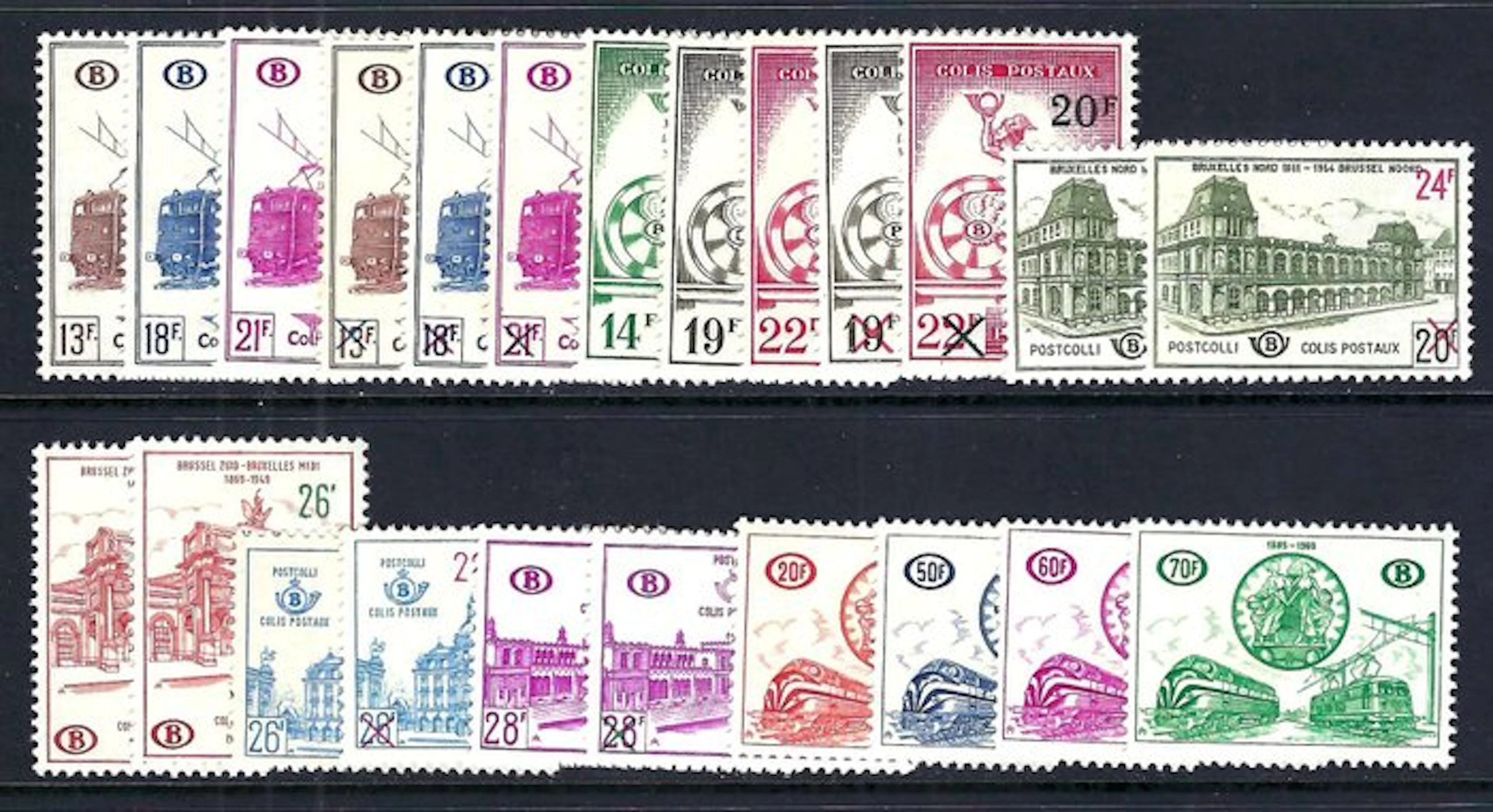 Belgium 1954/1965 - the full period railway stamps - OBP/COB TR355/377