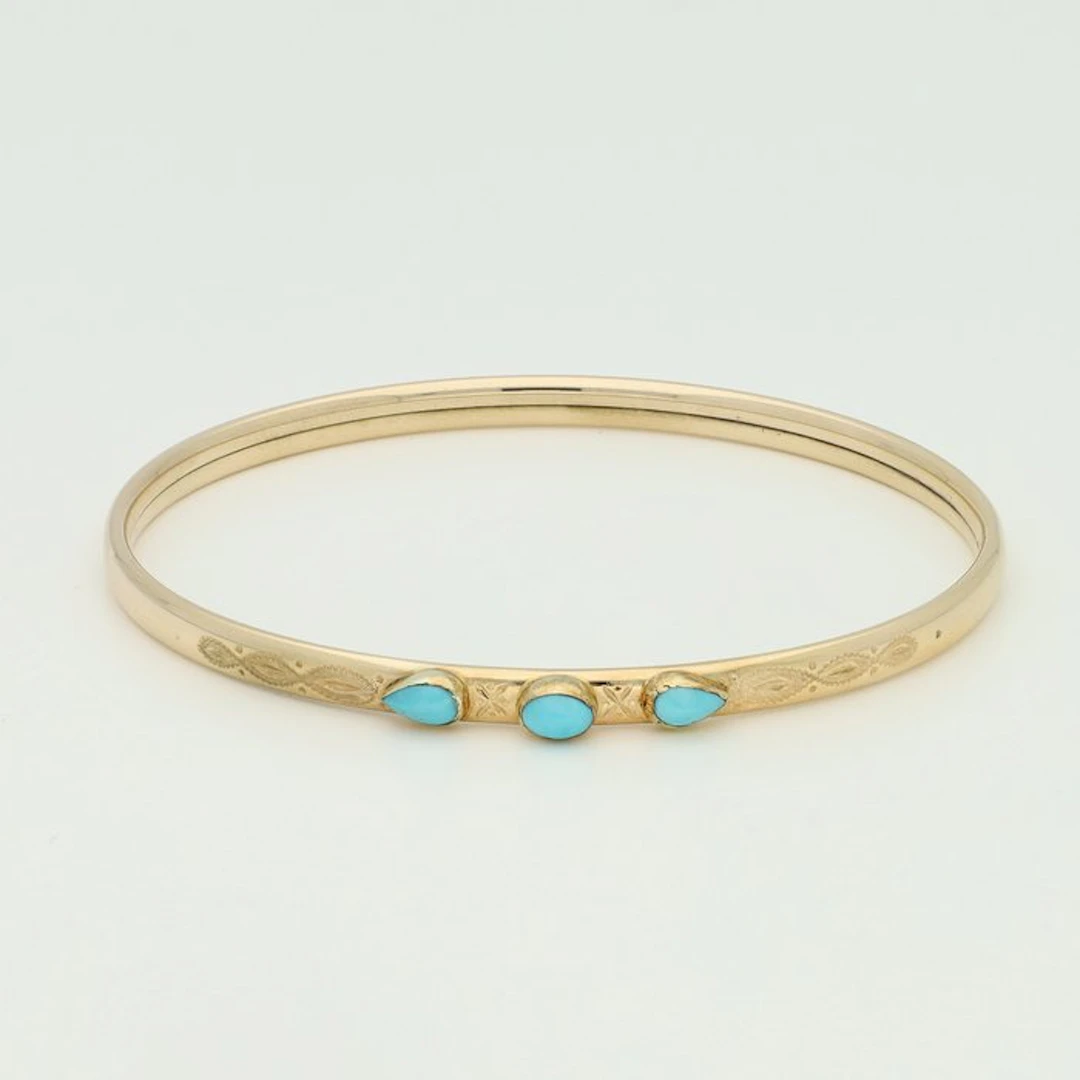 Bracelet - 14 kt. Yellow gold - Turquoise