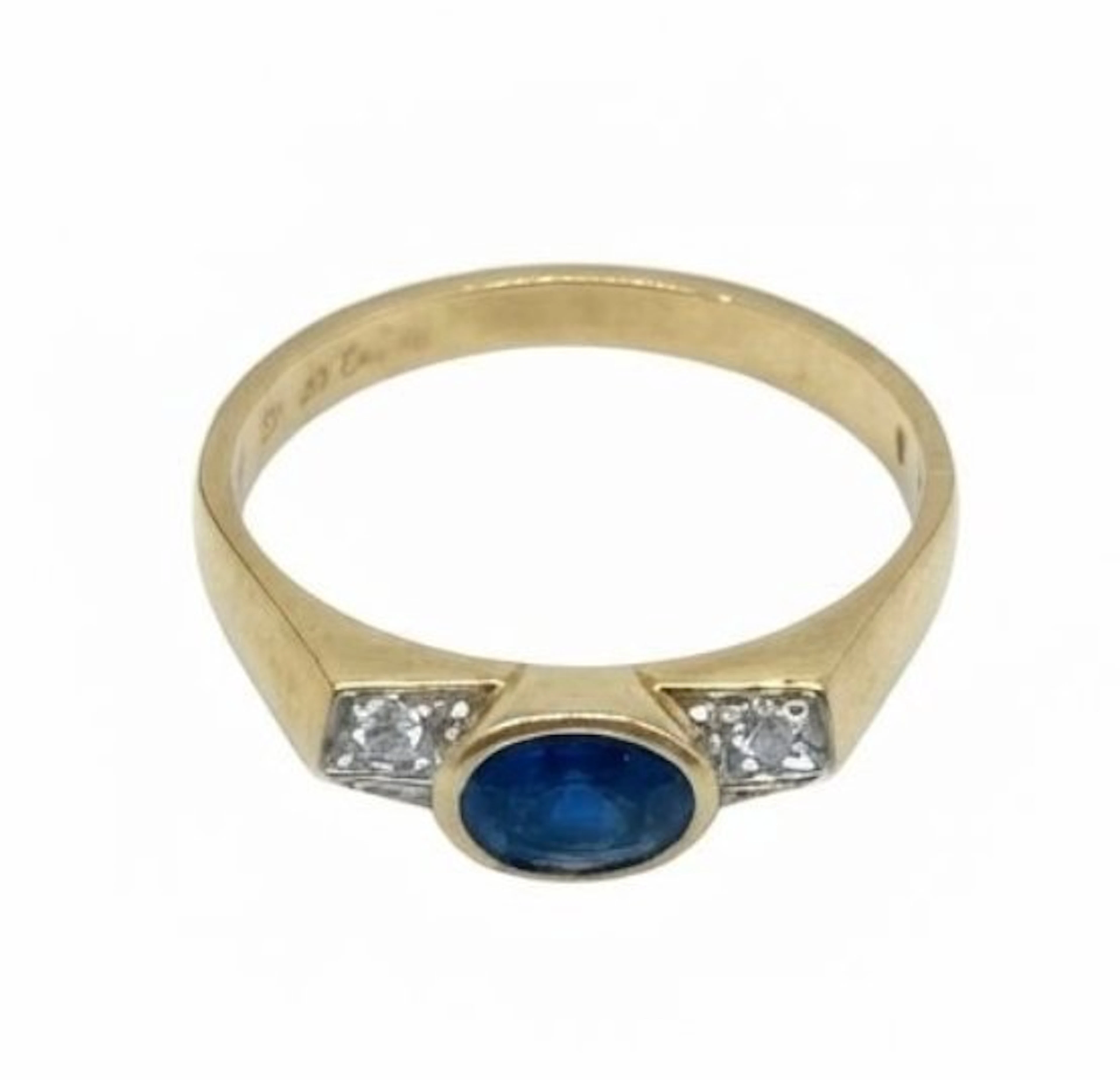 Ring - 18 kt. Yellow gold Sapphire - Diamond - W-SI
