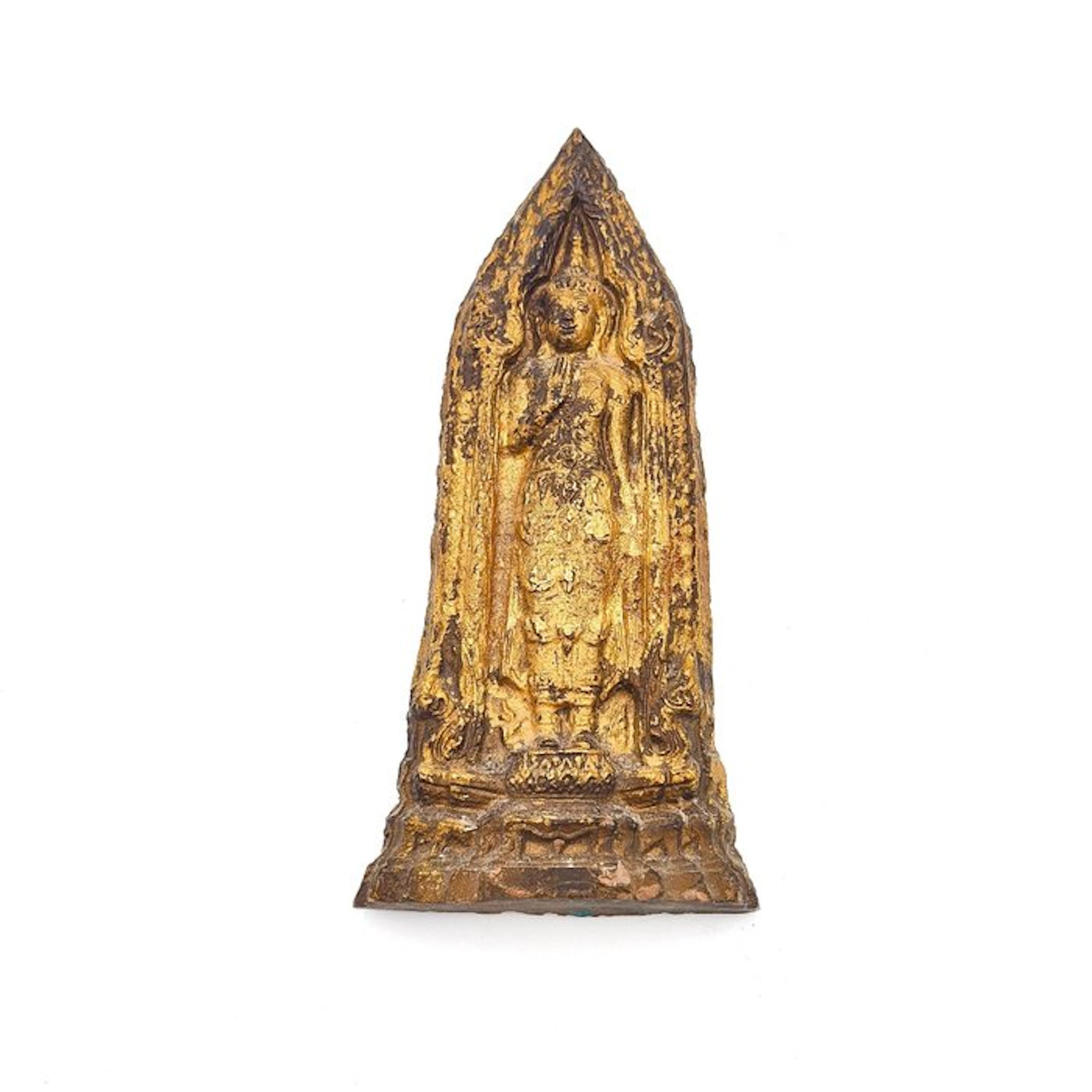 Ancient Indochinese Gilded Terracotta XL Sitting Buddha...