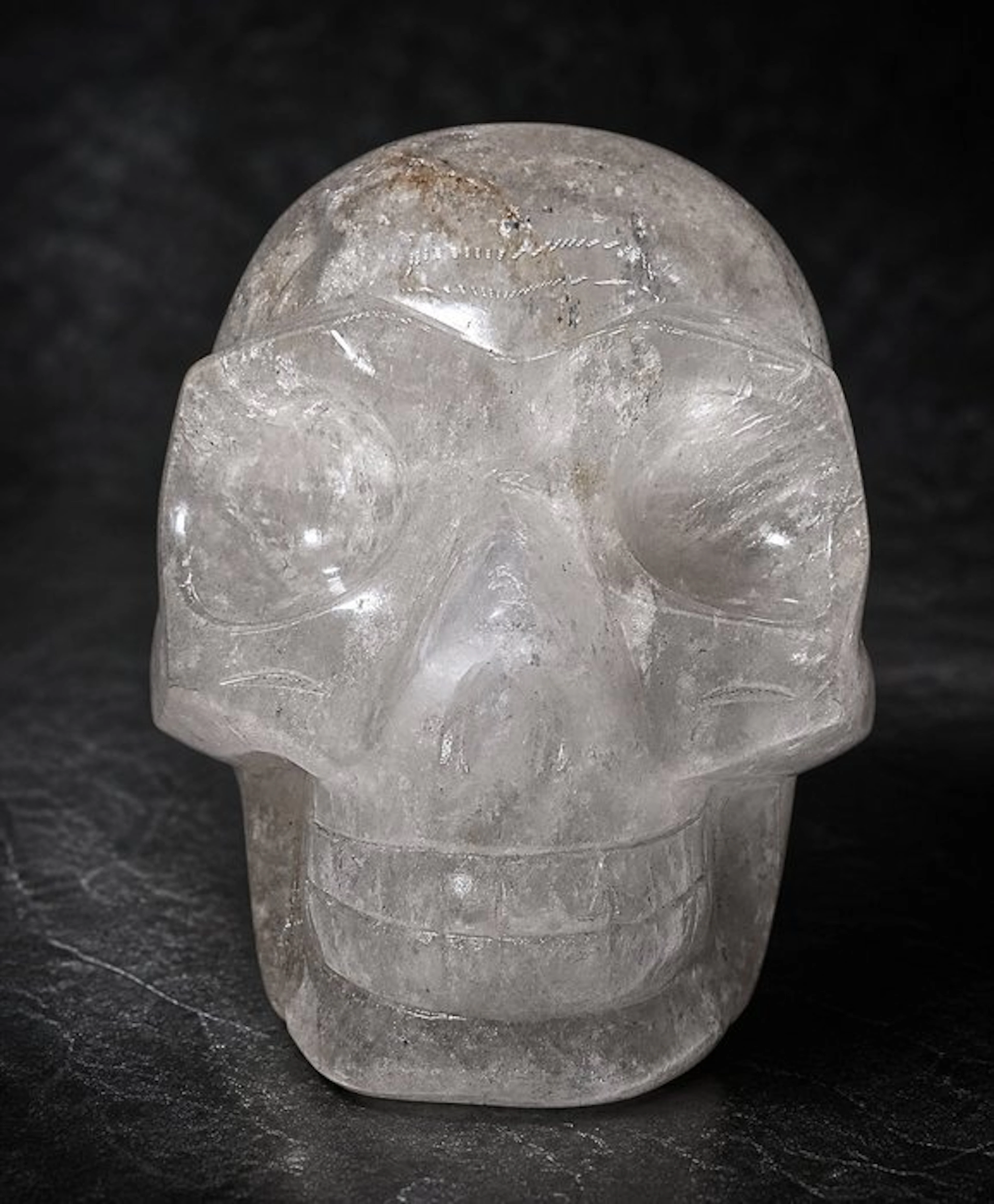 Clear Quartz (Rock Crystal) Skull – Hand Carved One-Piece...