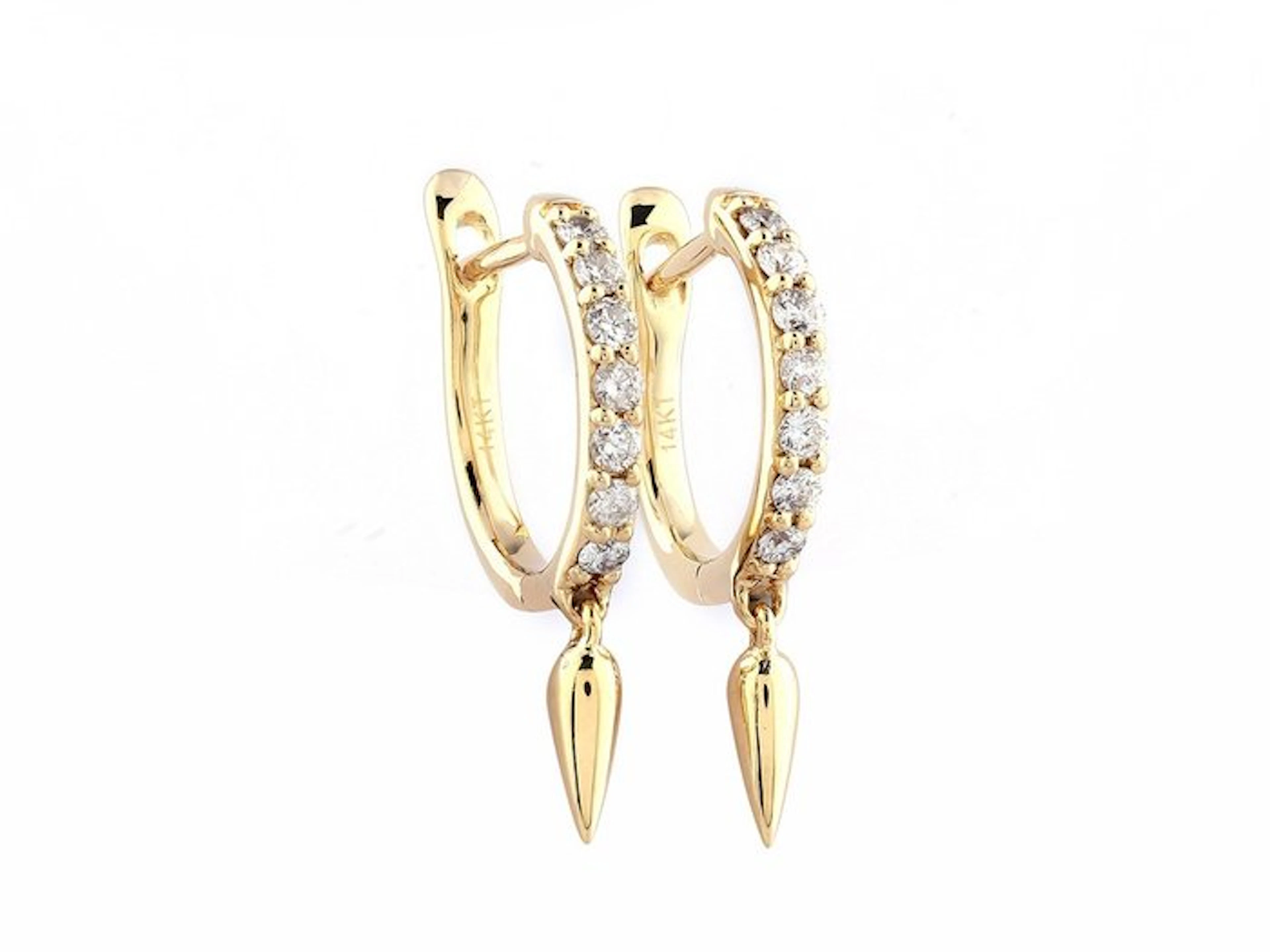 Earrings - 14 kt. Yellow gold - 0.25ct. tw. Diamond (Natural)