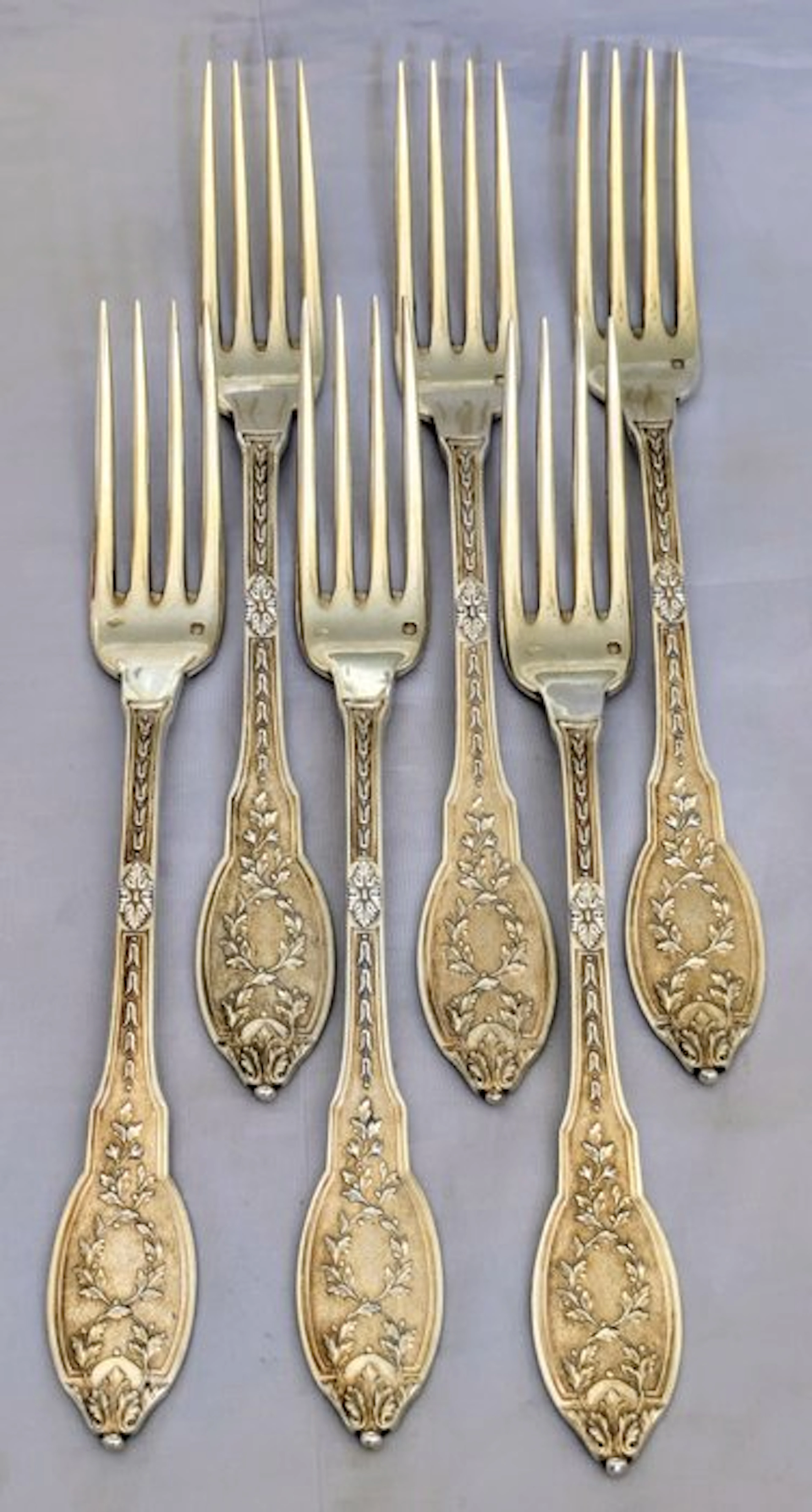 Robert Linzeler - Table service (6) - .950 silver, Vermeil - Table forks