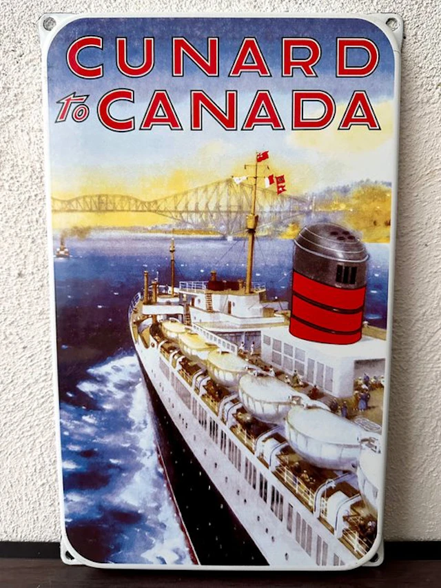 No reserve- Emaille reclamebord Cunard To Canada - Enamel sign - Metal
