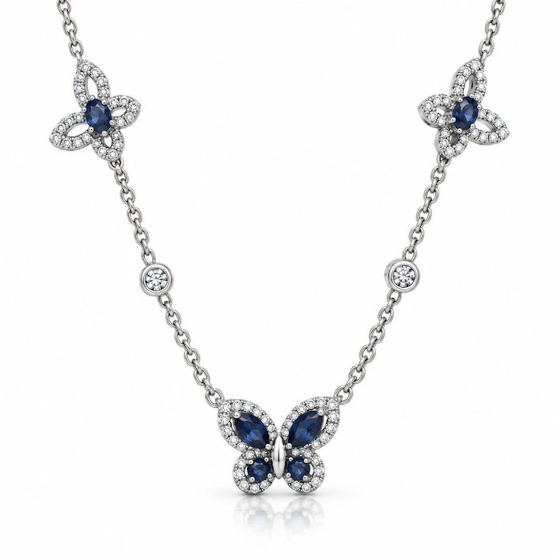 No reserve price - Necklace Gold-plated Sapphire - Topaz - 18K Gold Plated