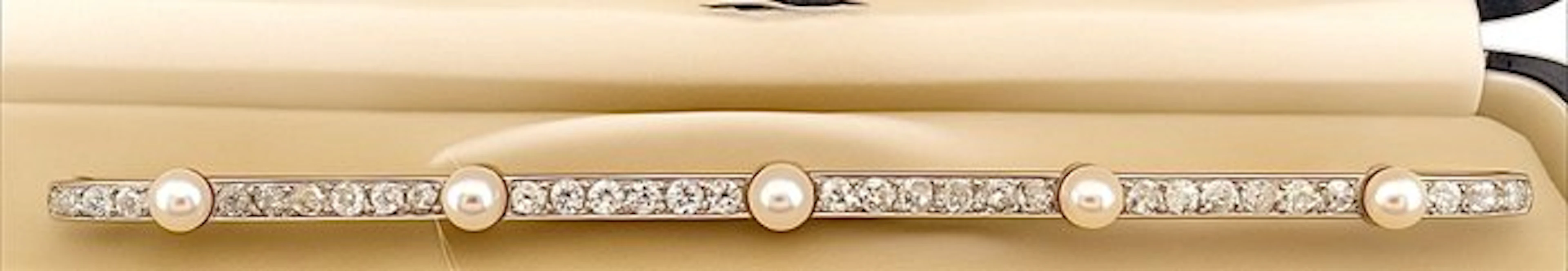 Brooch - 18 kt. Yellow gold, White gold Diamond (Natural) - Pearl