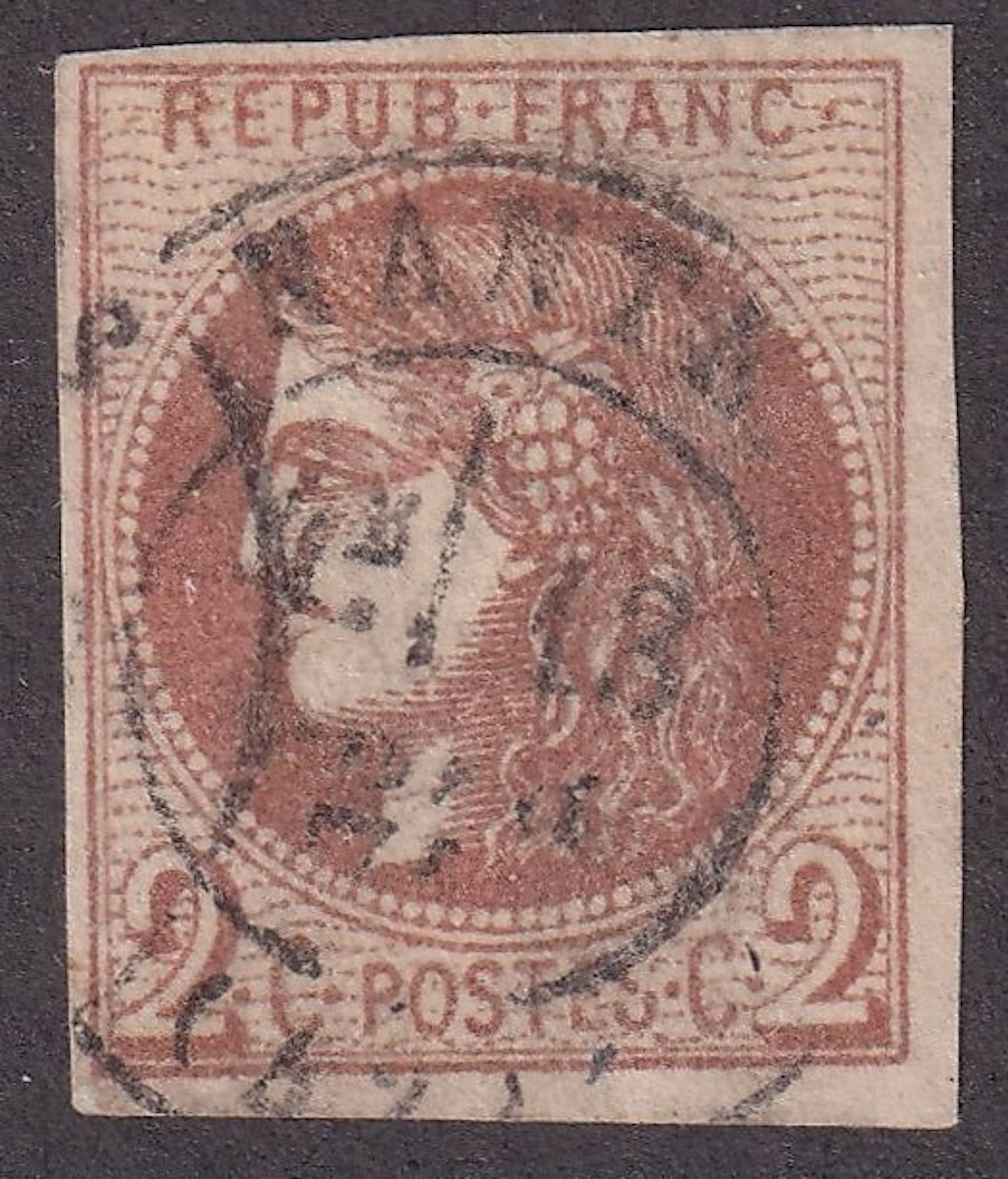 France - 2c chocolate - signed and certified Calves - TB - Yvert n°40Bg