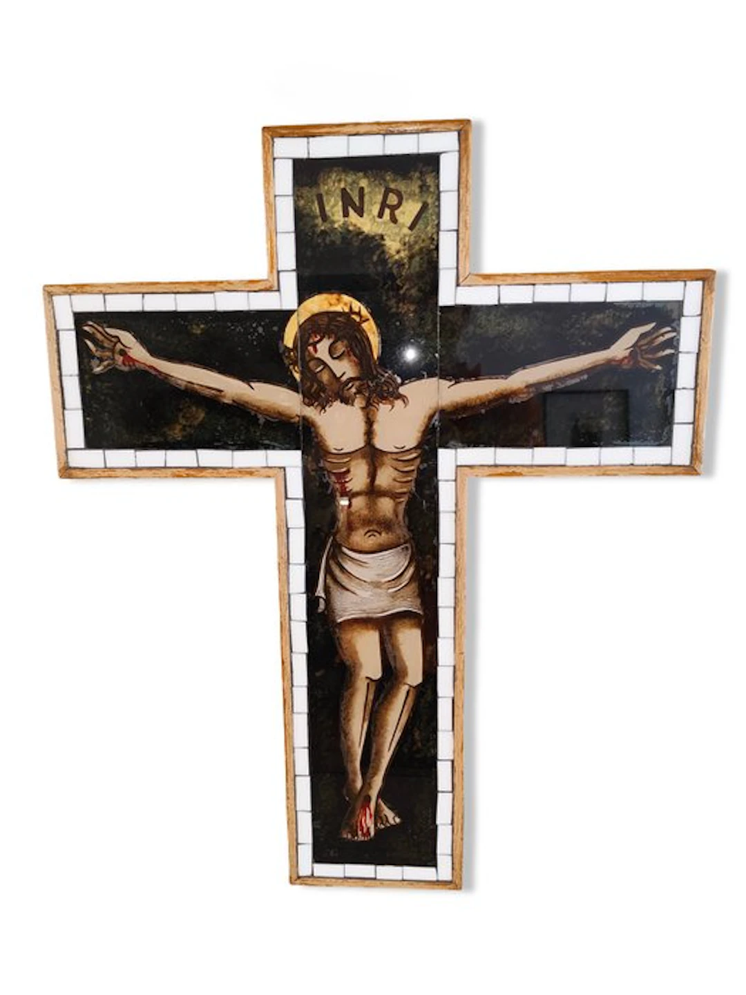 Crucifix - Opaline glass - 1950-1960 - Crucifix - 52 cm