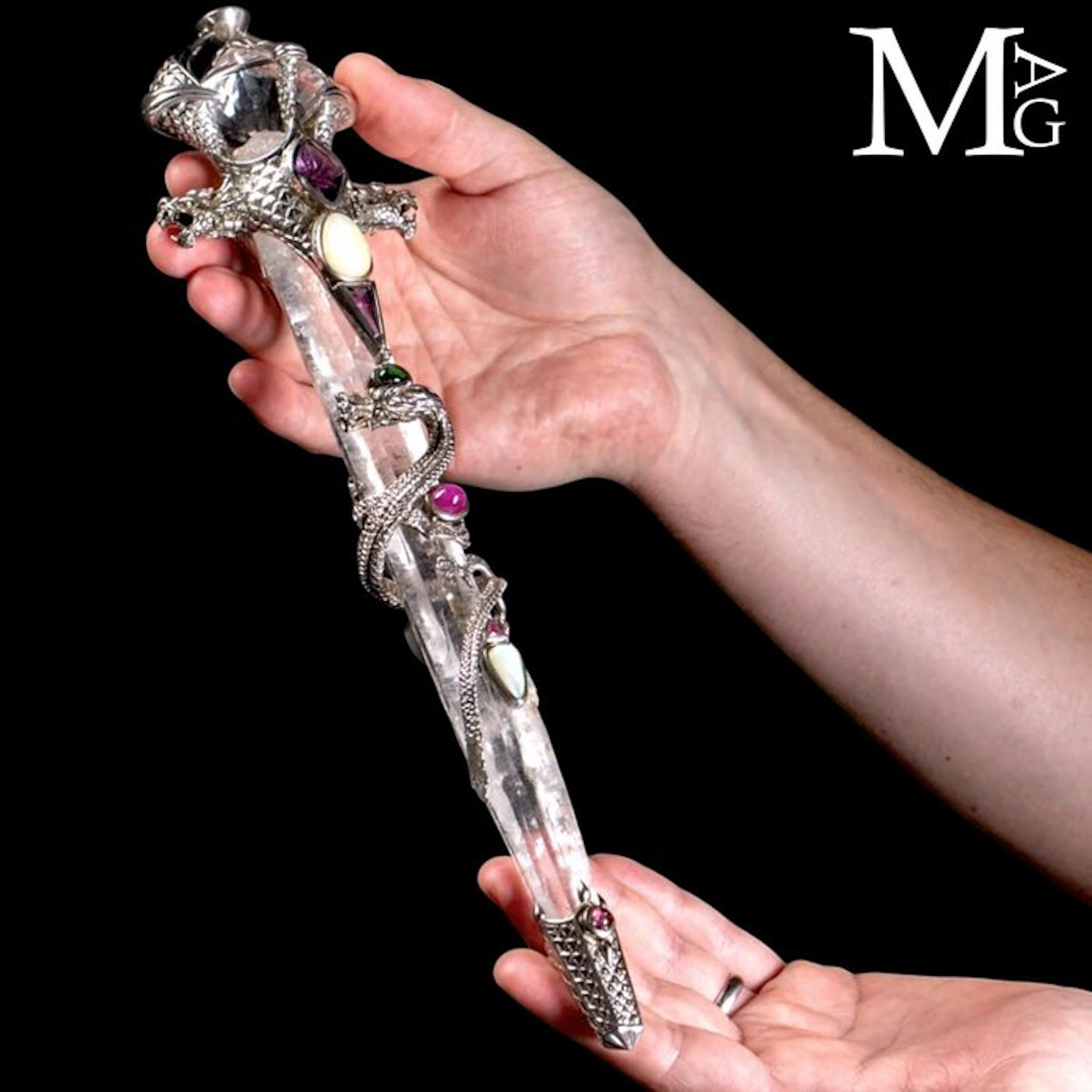 Unique - Silver Scepter - Top Quality Lemurian Quartz...