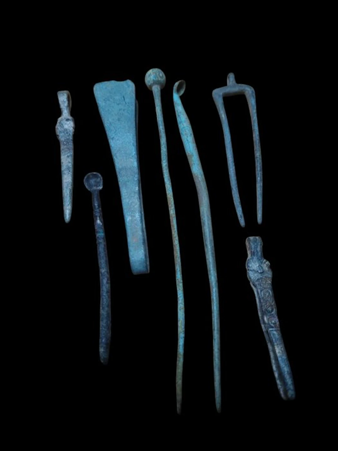 Ancient Roman Bronze, Rare 7 Pieces Set Medical instrument