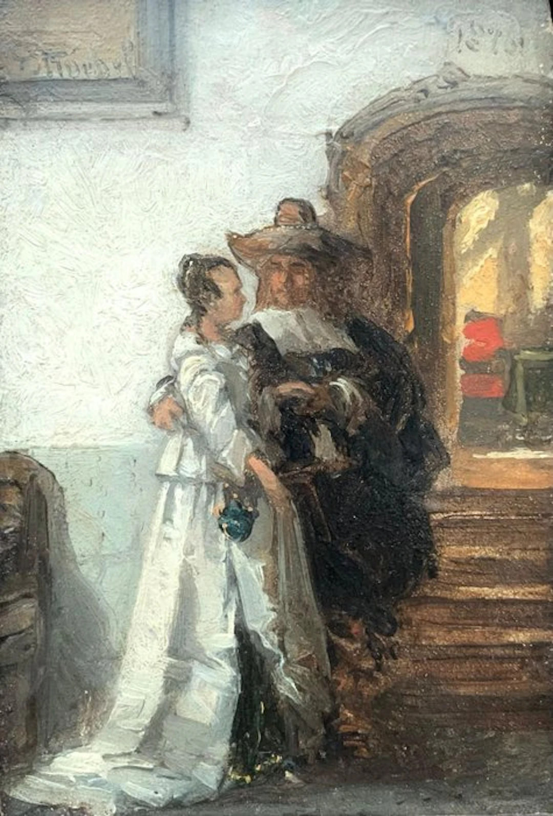 Johannes Anthonie Balthasar Stroebel (1821-1905) - Echtpaar in interieur