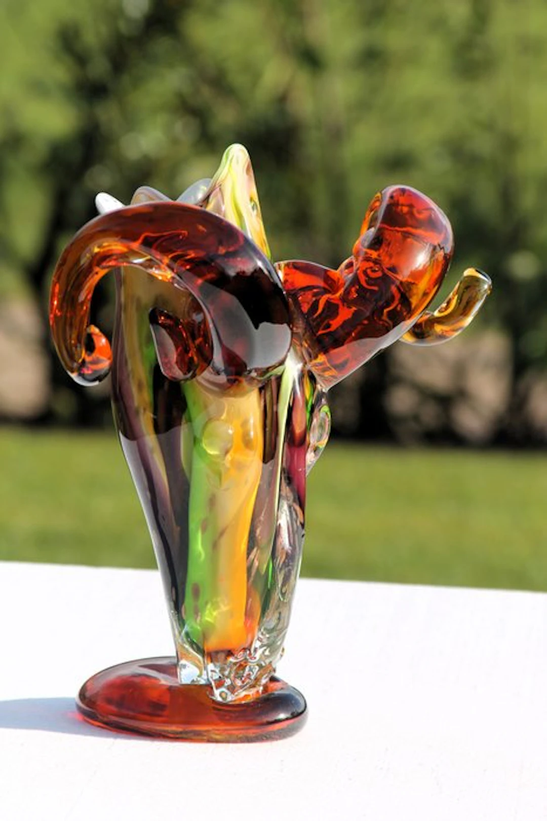 Vase - Murano-style vase with ram's head. - Glass