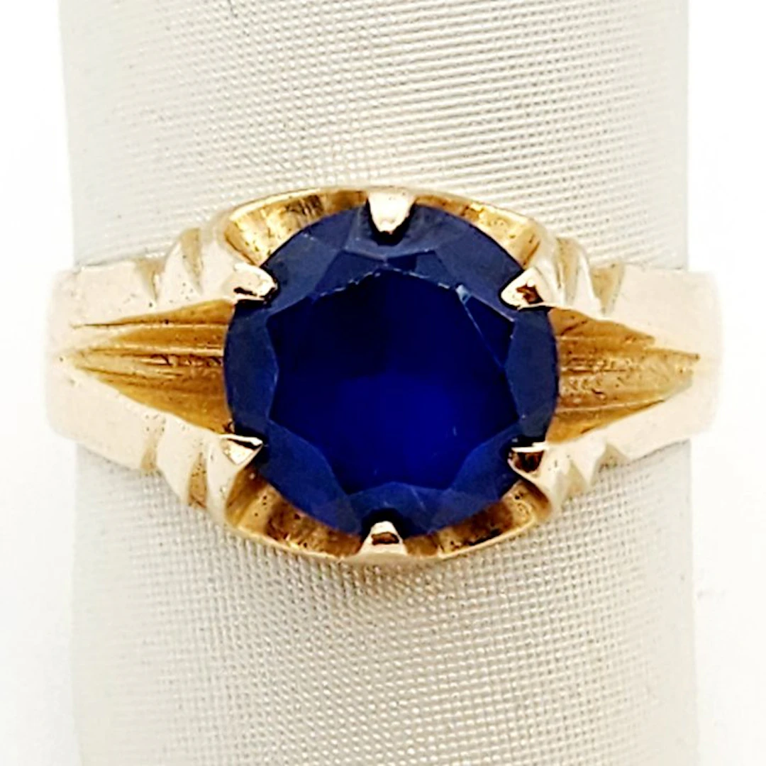 Ring - 18 kt. Yellow gold - 1.20ct. tw. Synthetic gemstone