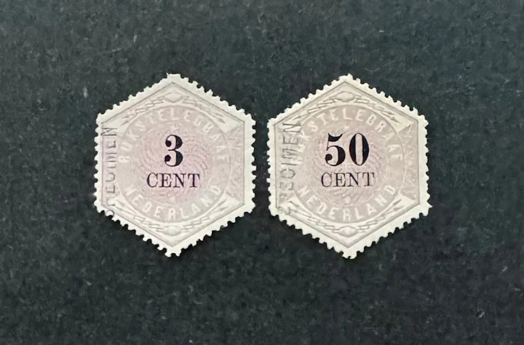 Netherlands 1877 - Telegram stamps with specimen overprint