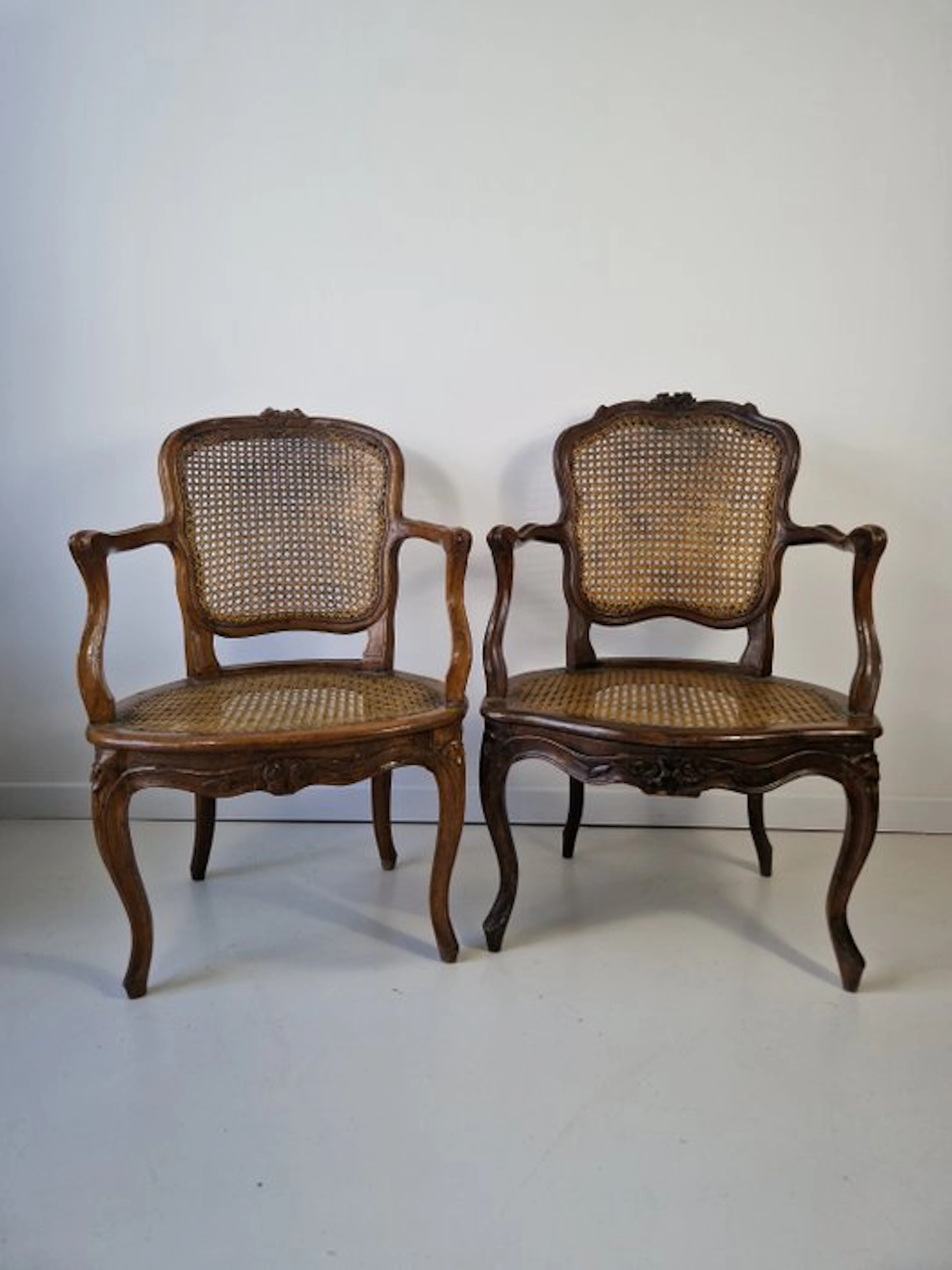 Chair (2) - Walnut - French Cane Armchairs