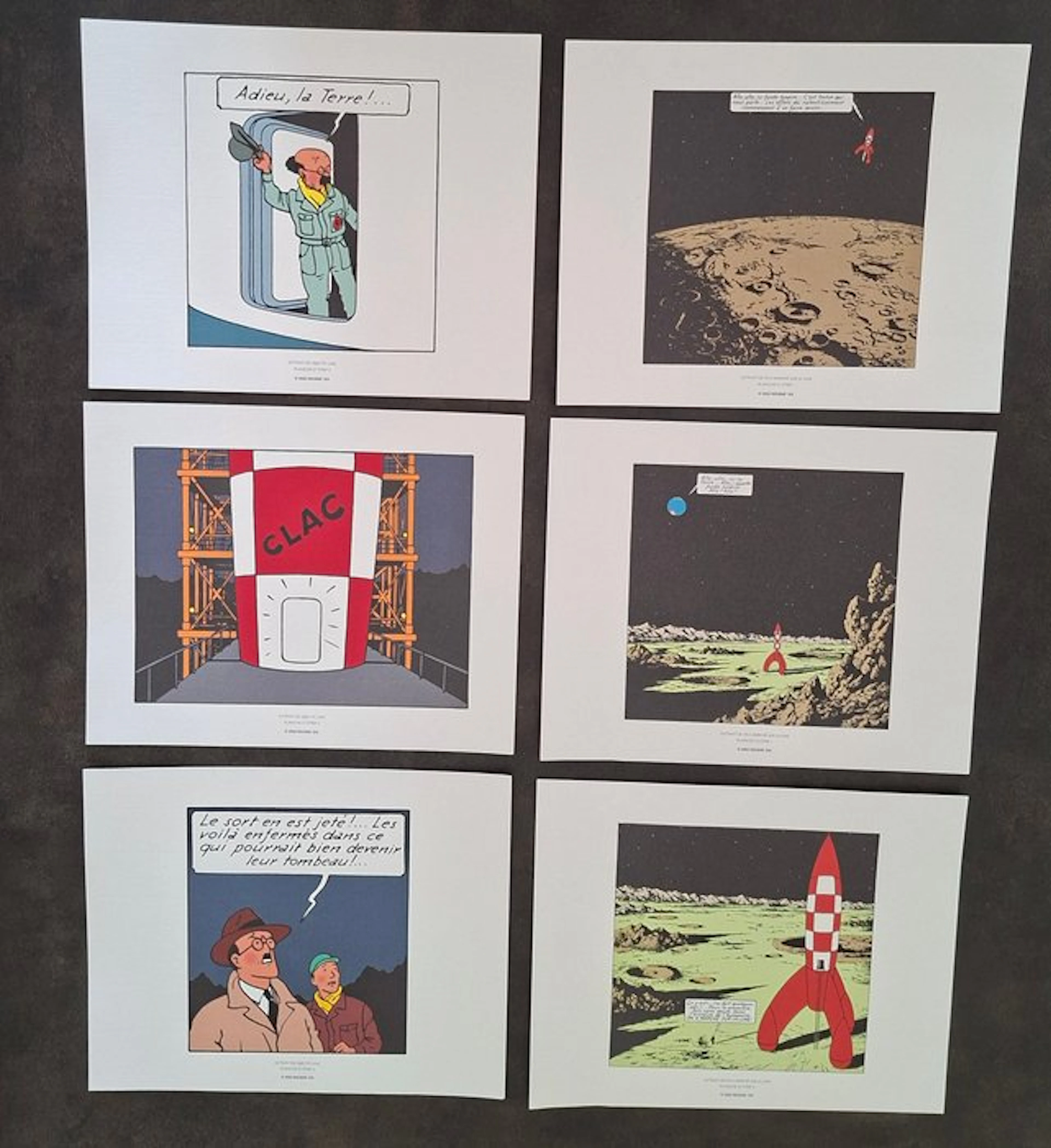 Tintin - 6 Lithographies Objectif Lune et On a Marché sur...