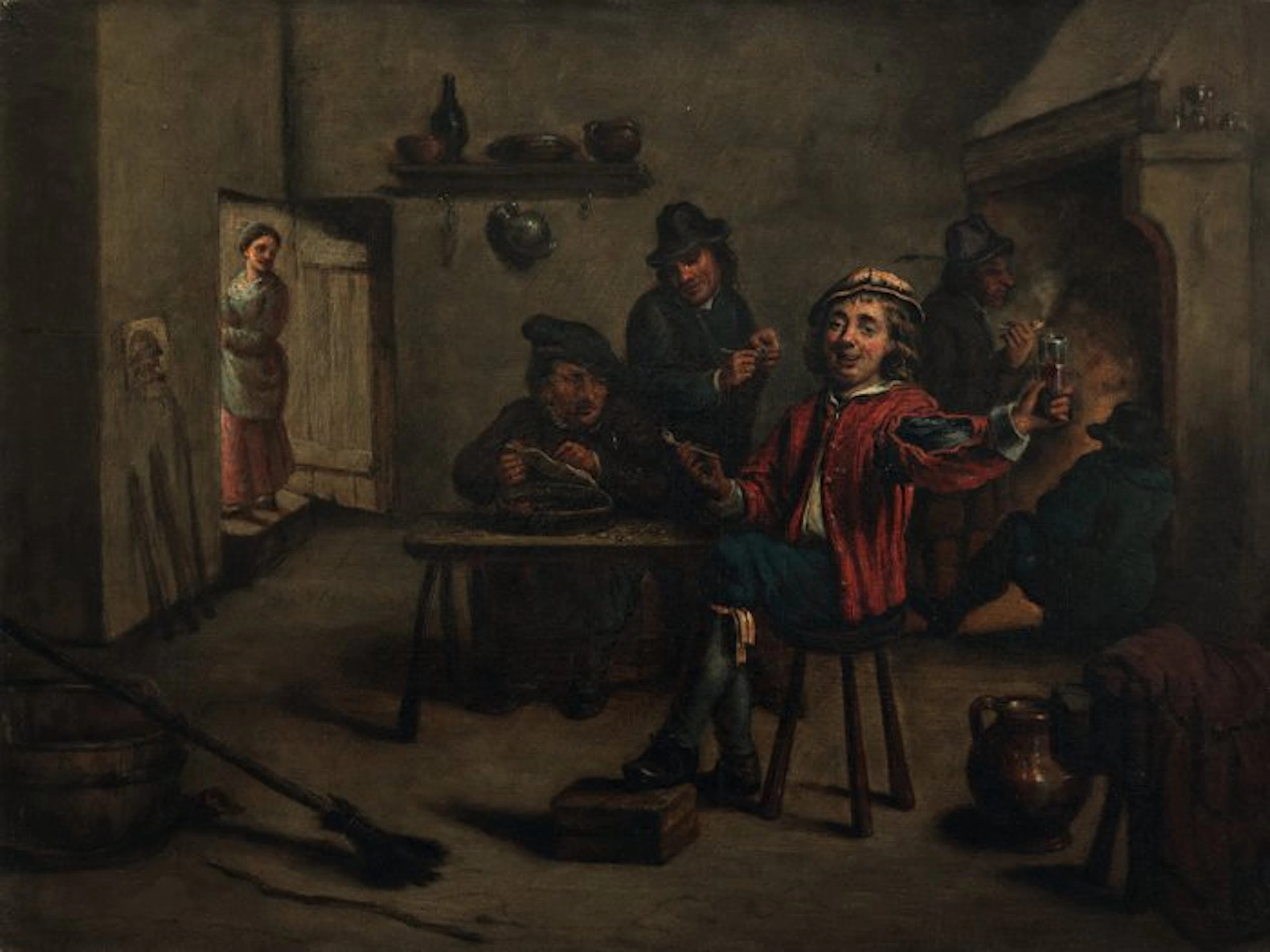 David Teniers le Jeune (1610-1690), After - Intérieur de taverne avec buveurs
