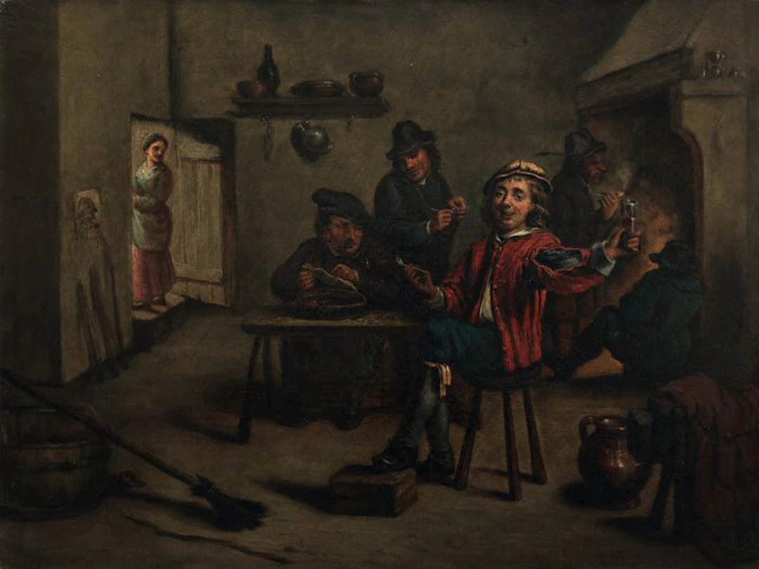 David Teniers le Jeune (1610-1690), After - Intérieur de taverne avec buveurs