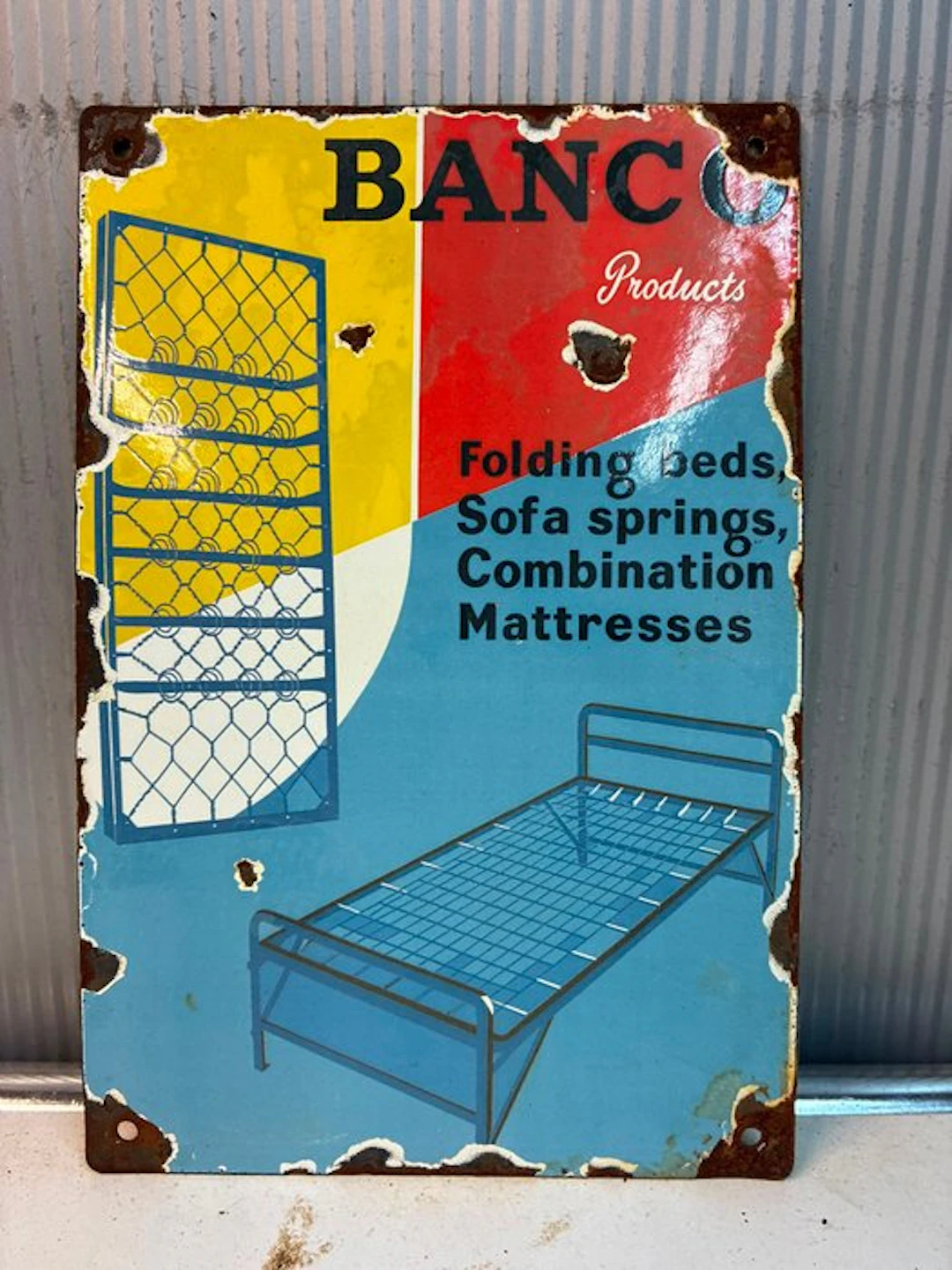 BANC – Reclamebord voor sofa- en matrasproducten - Enamel sign - Enamel