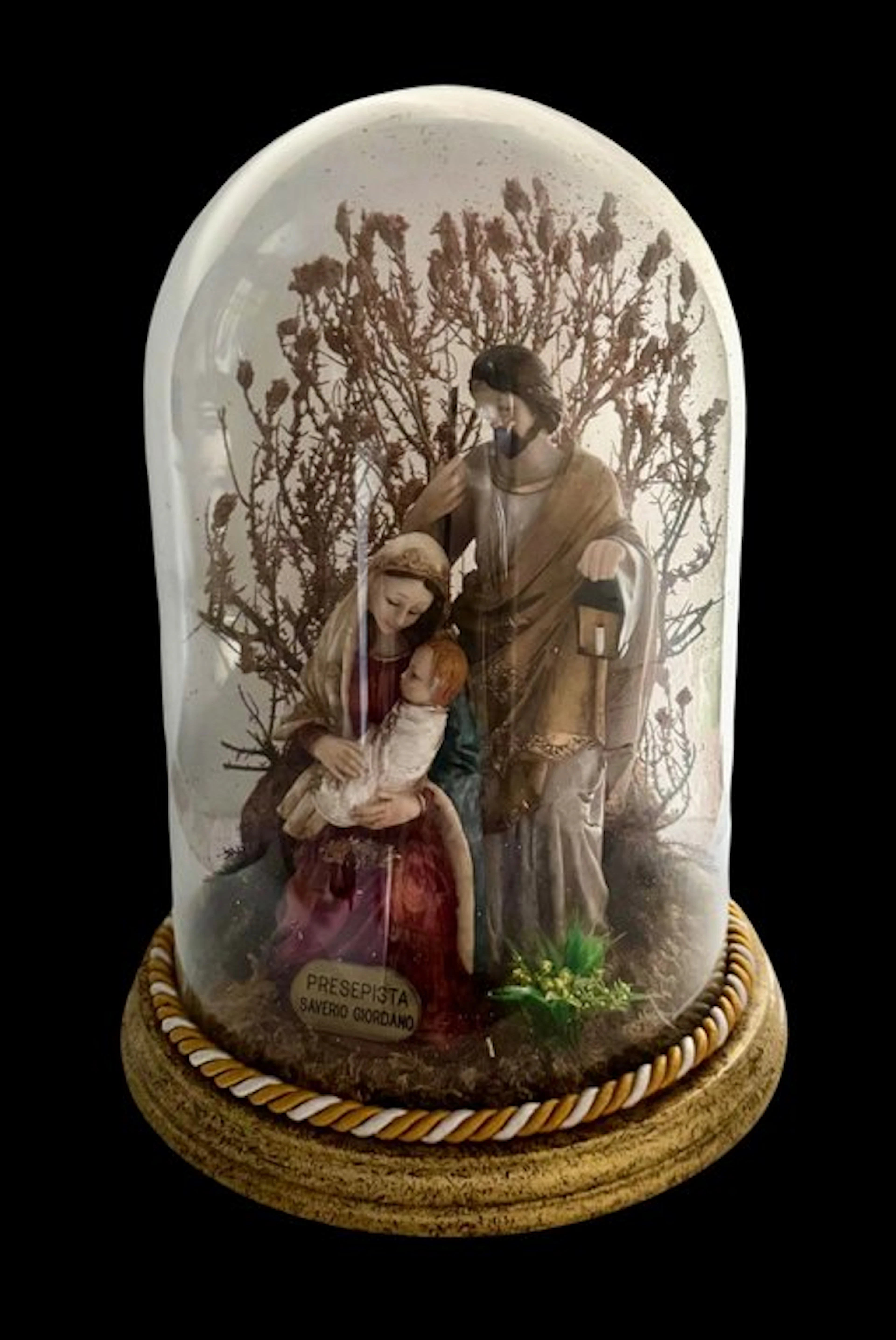 Saverio Giordano - Figurine - Natività sotto campana - 32 cm - Resin