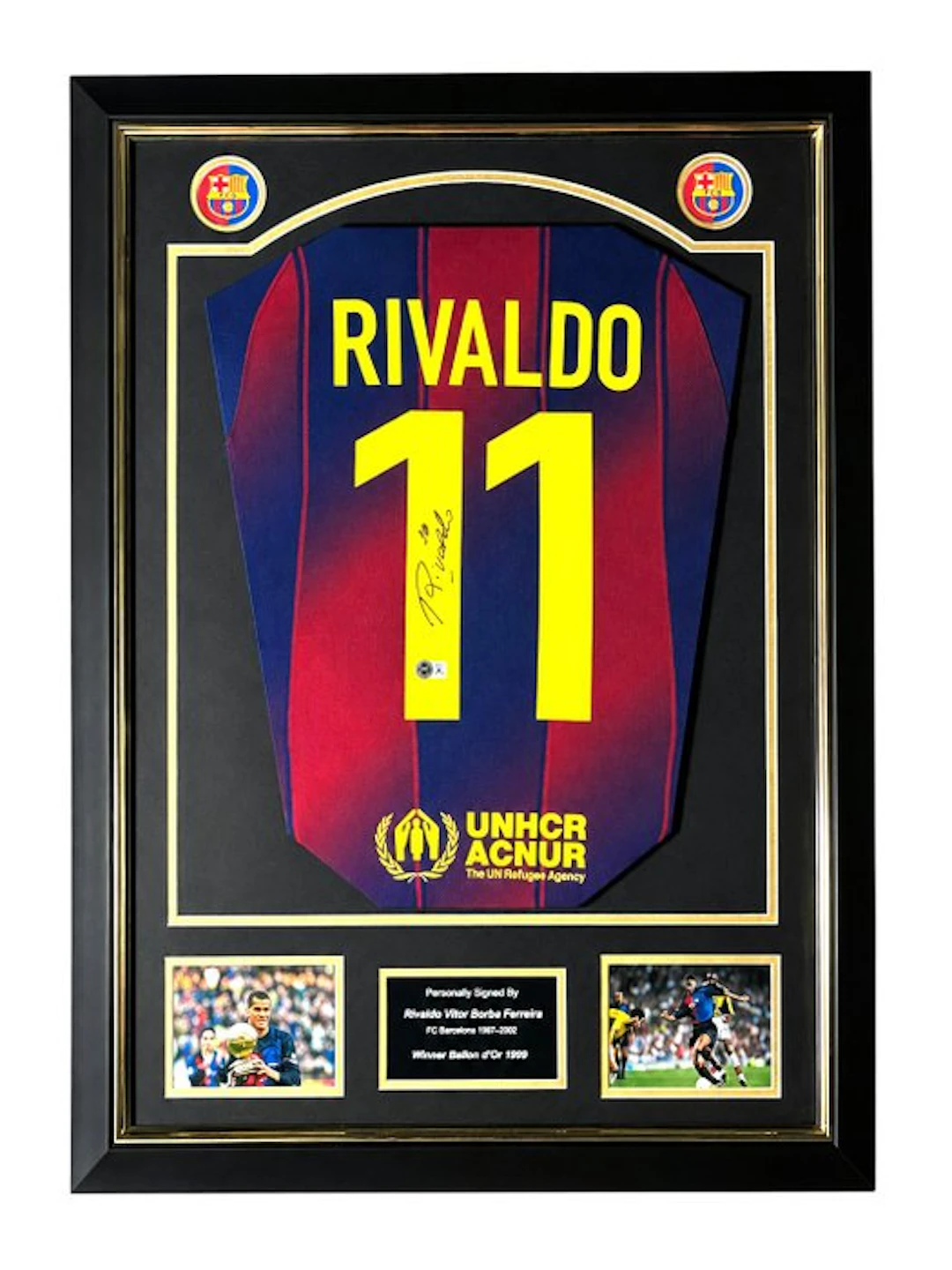 FC Barcelona - Spanish Football League - Rivaldo - Premium Frame - Jersey