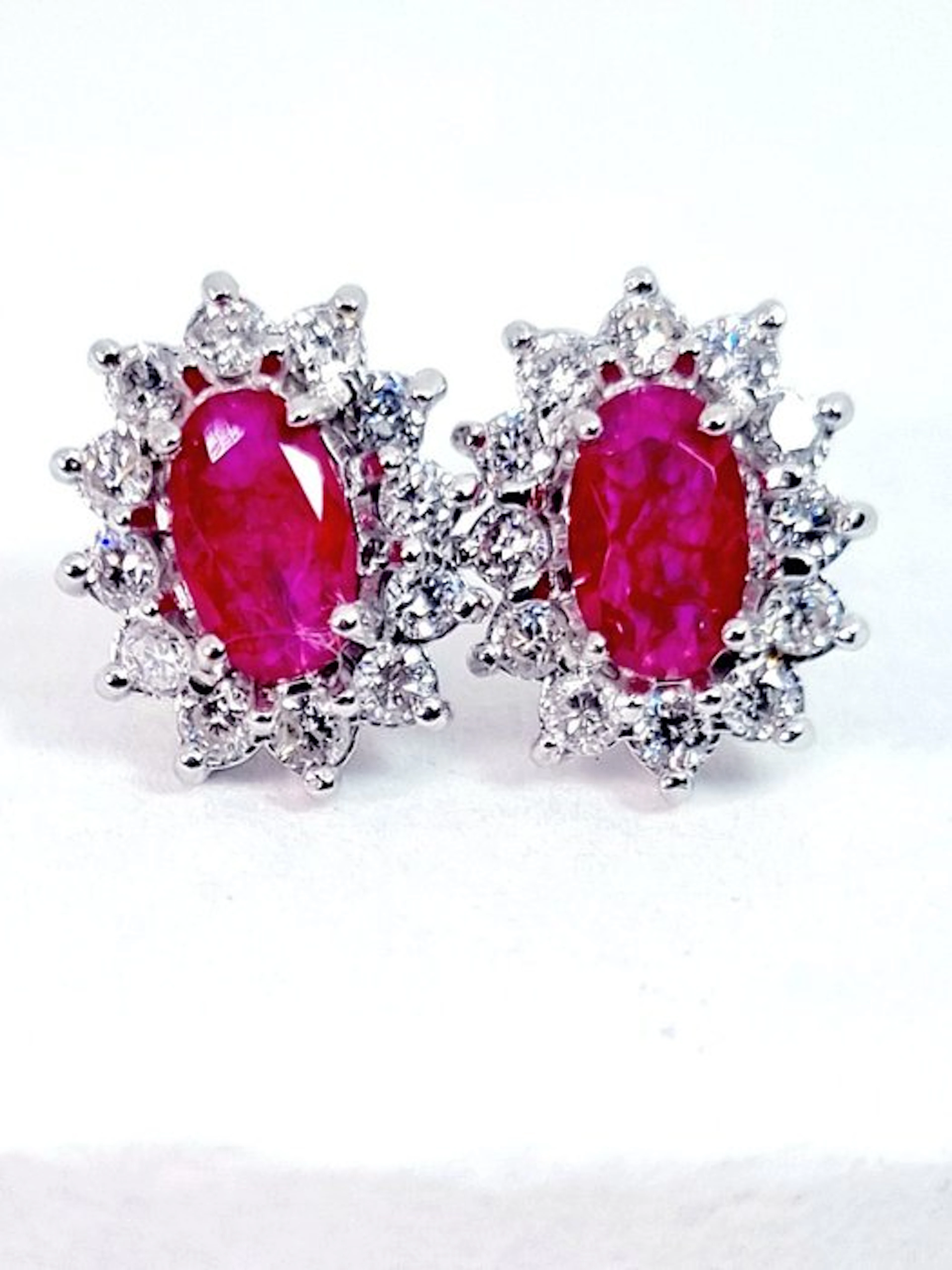Earrings - 18 kt. White gold Ruby - Diamond