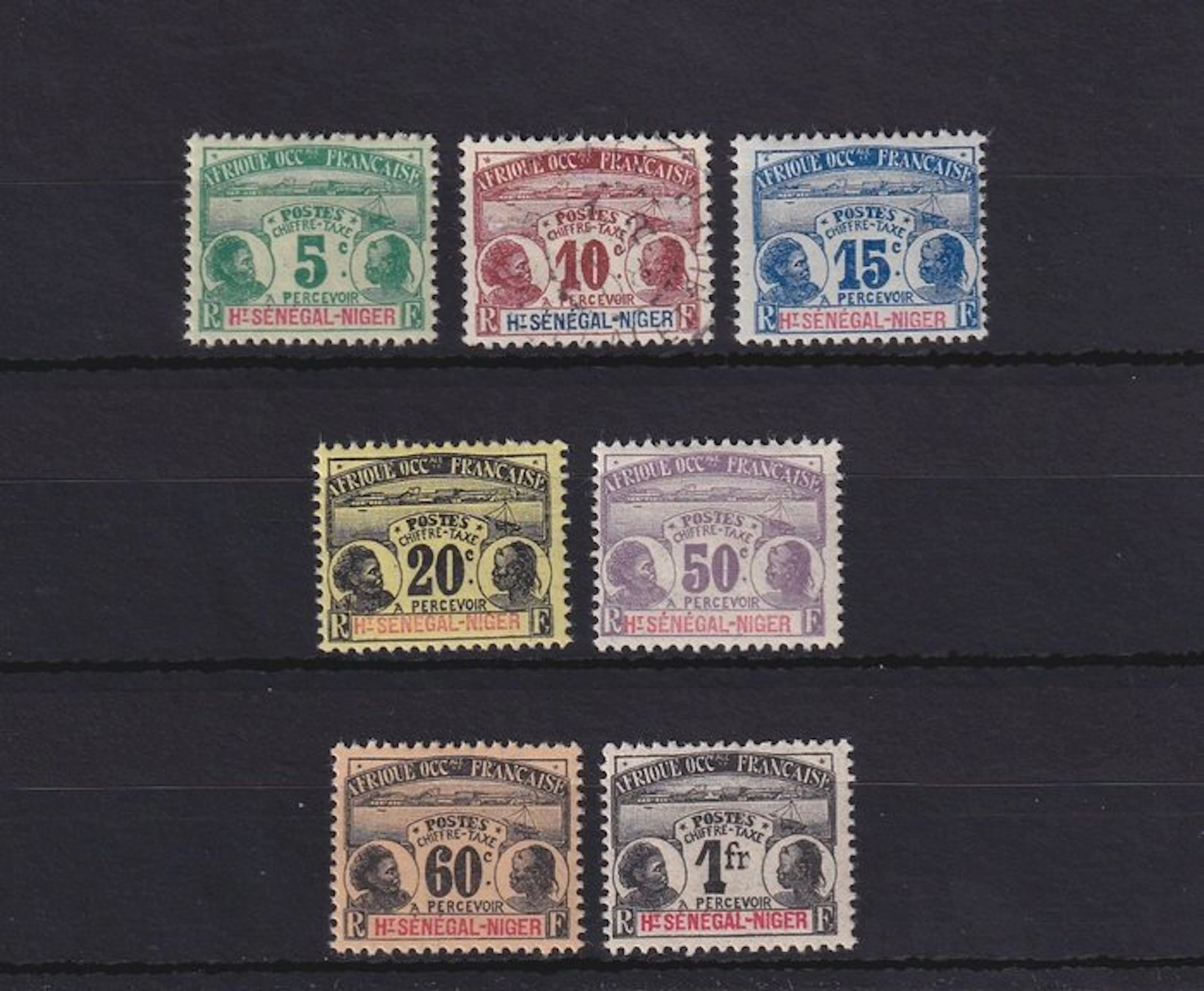Upper Senegal and Niger 1906 - taxe, série complète - Yvert Taxe n°1/7
