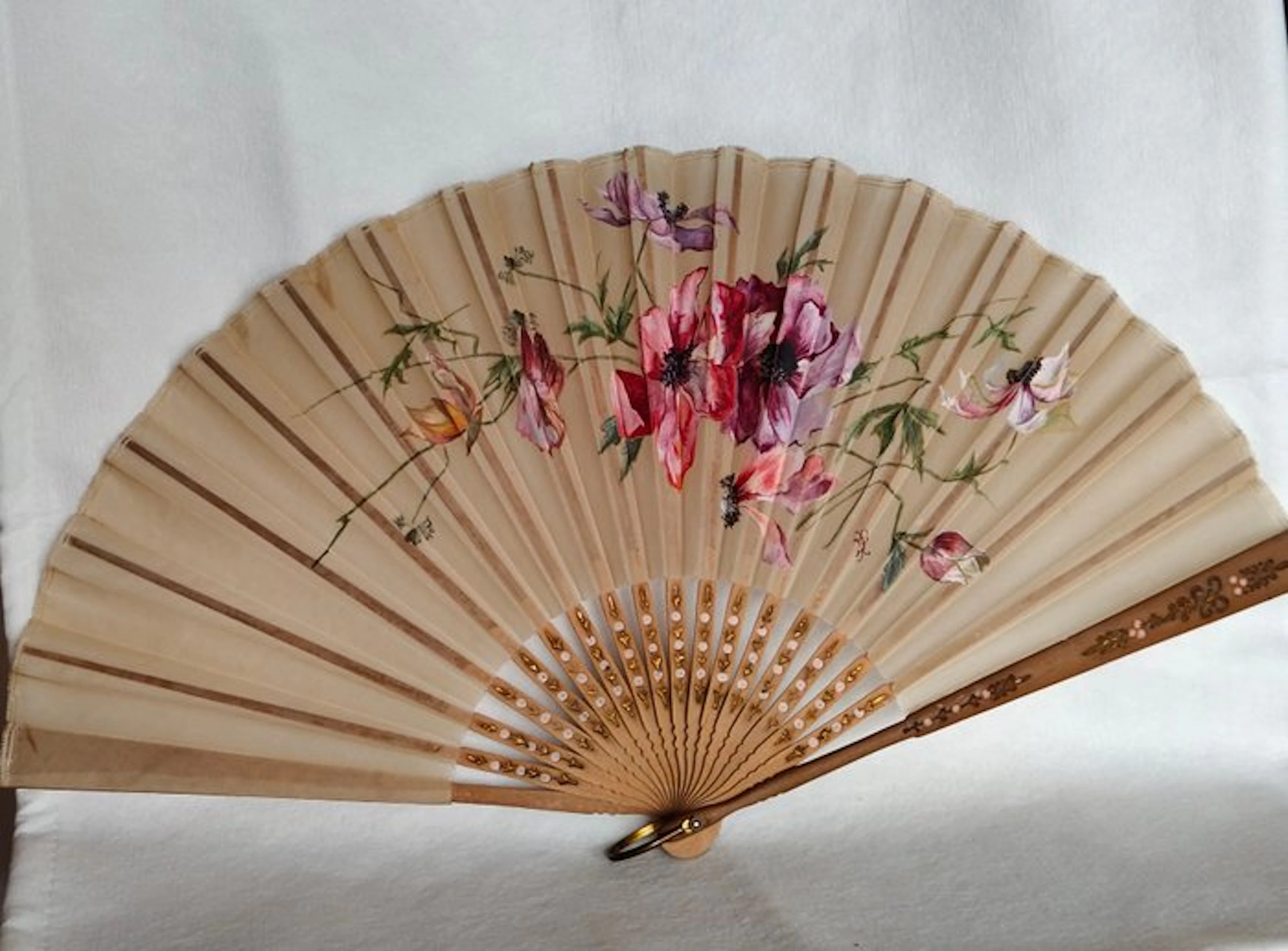 Hand fan - silk organza - Evening Liberty-style fan