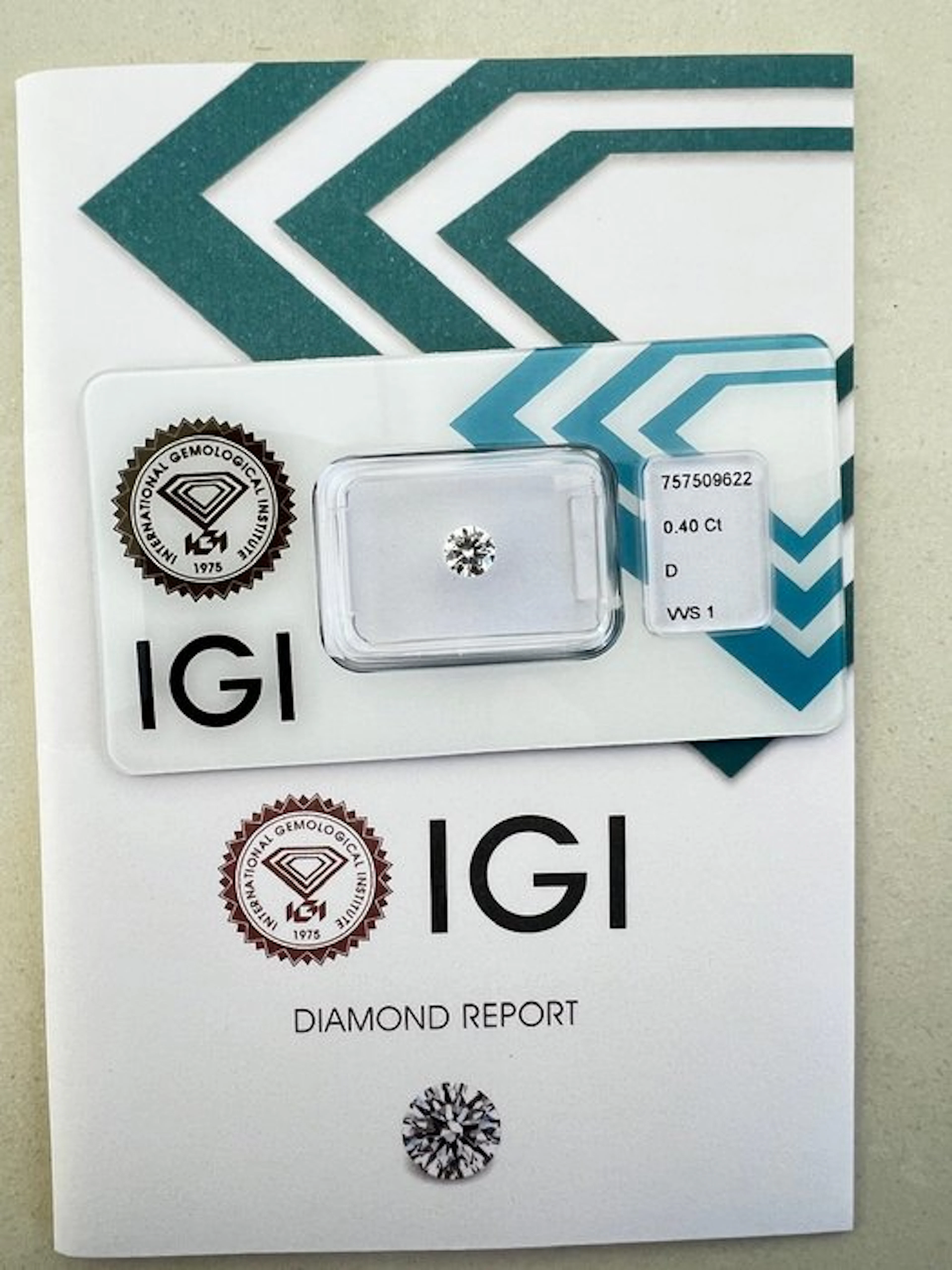 1 pcs Diamond (Natural) - 0.40 ct - Round - D...