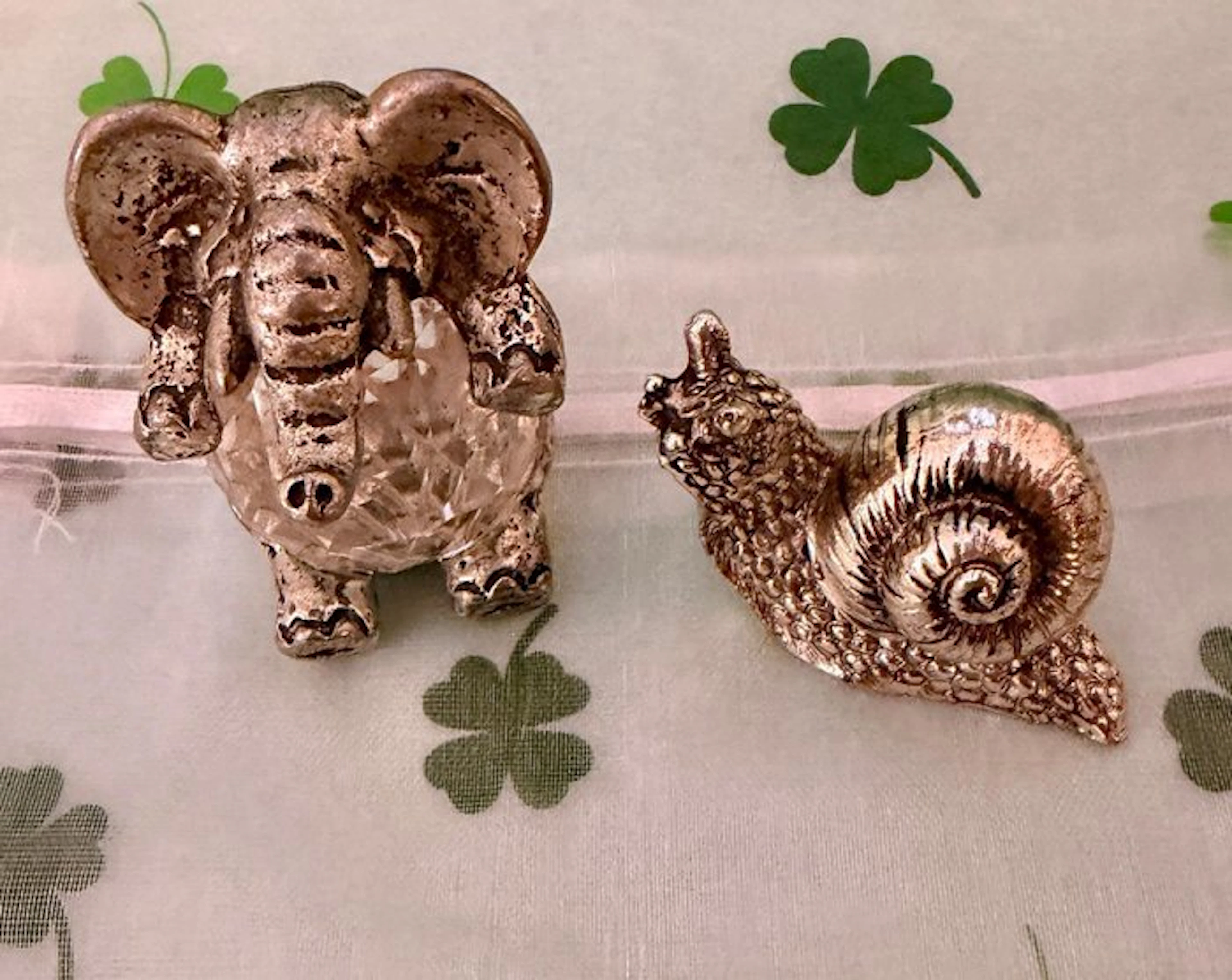 Fantin Argenti - Figurine - Charming ELEPHANT and SNAIL...