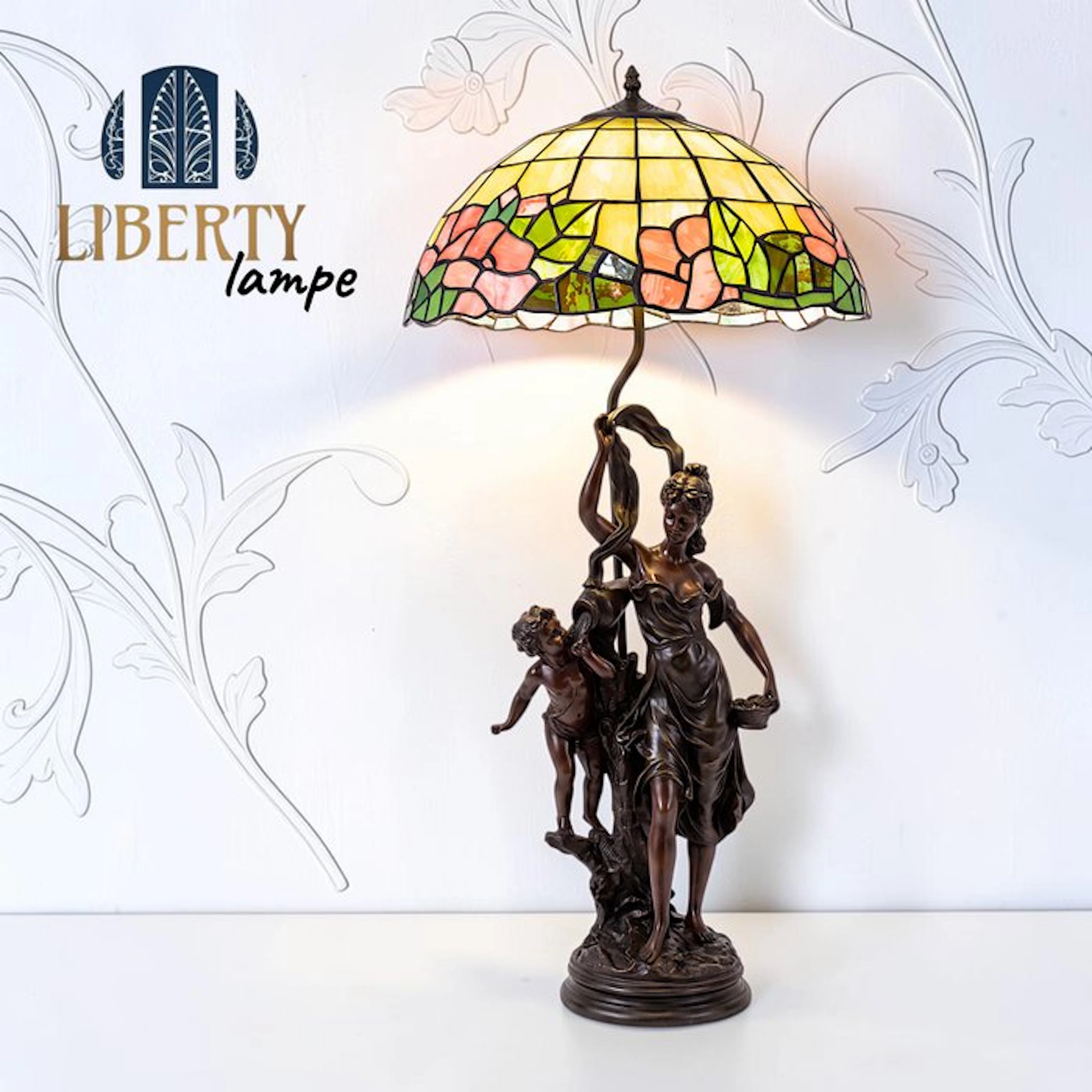 Monumentale Lampada Scultorea Stile Tiffany h 100 cm –...