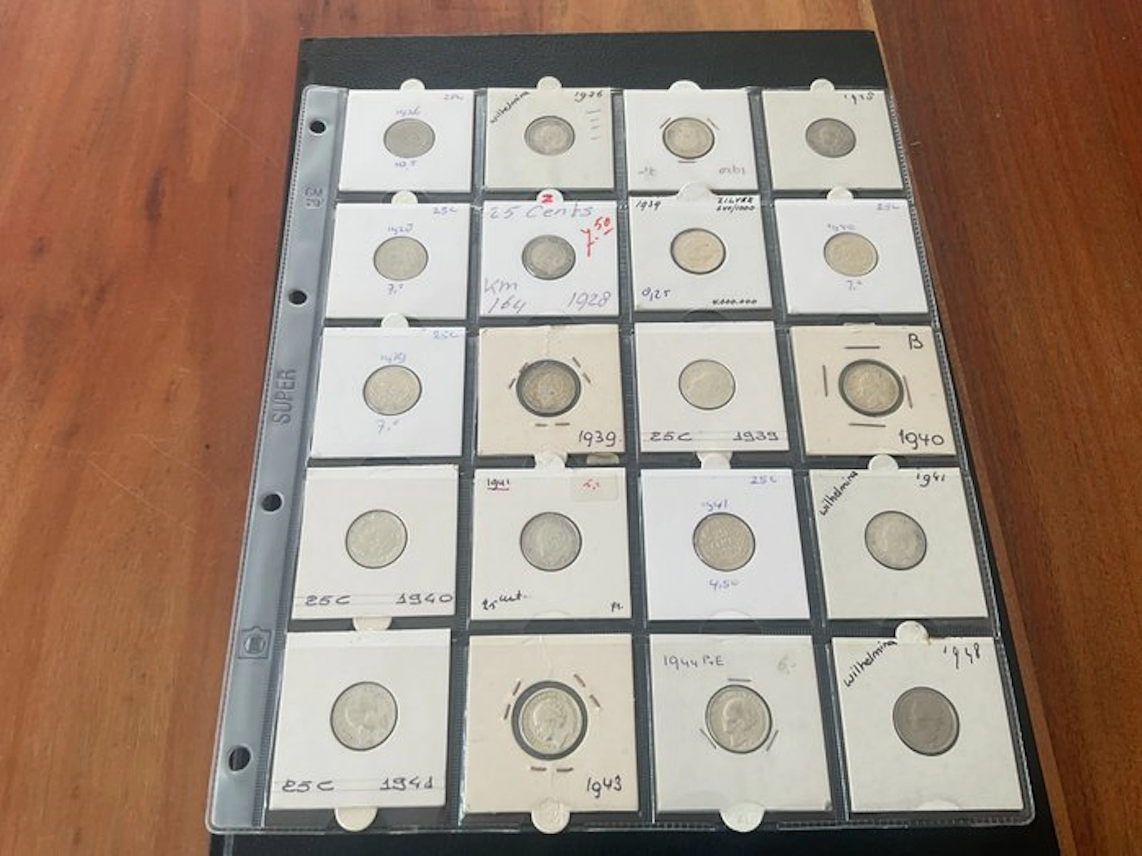 Netherlands. 20 x Wilhelmina diverse jaren 0.25 cent (No reserve price)