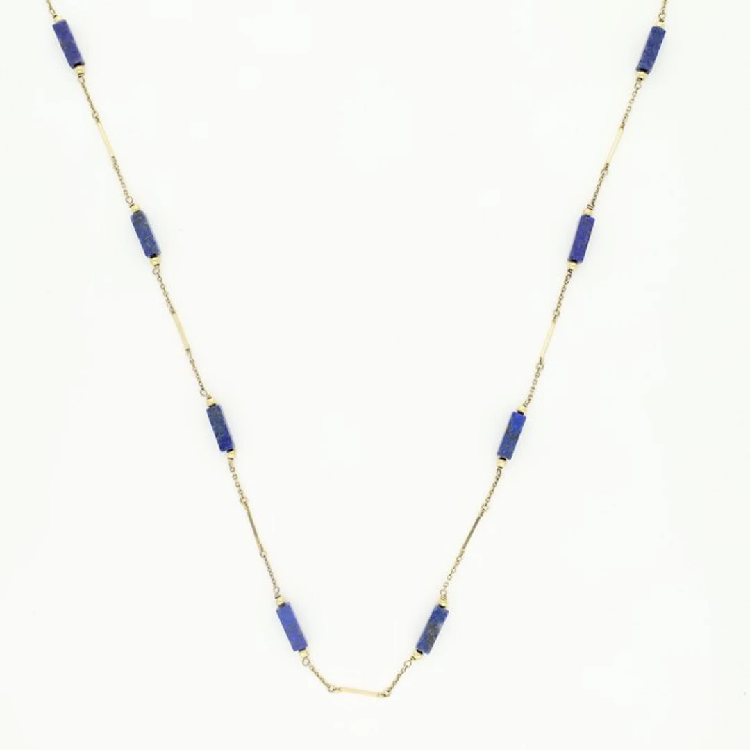 Necklace - 8 kt. Yellow gold - Lapis Lazuli