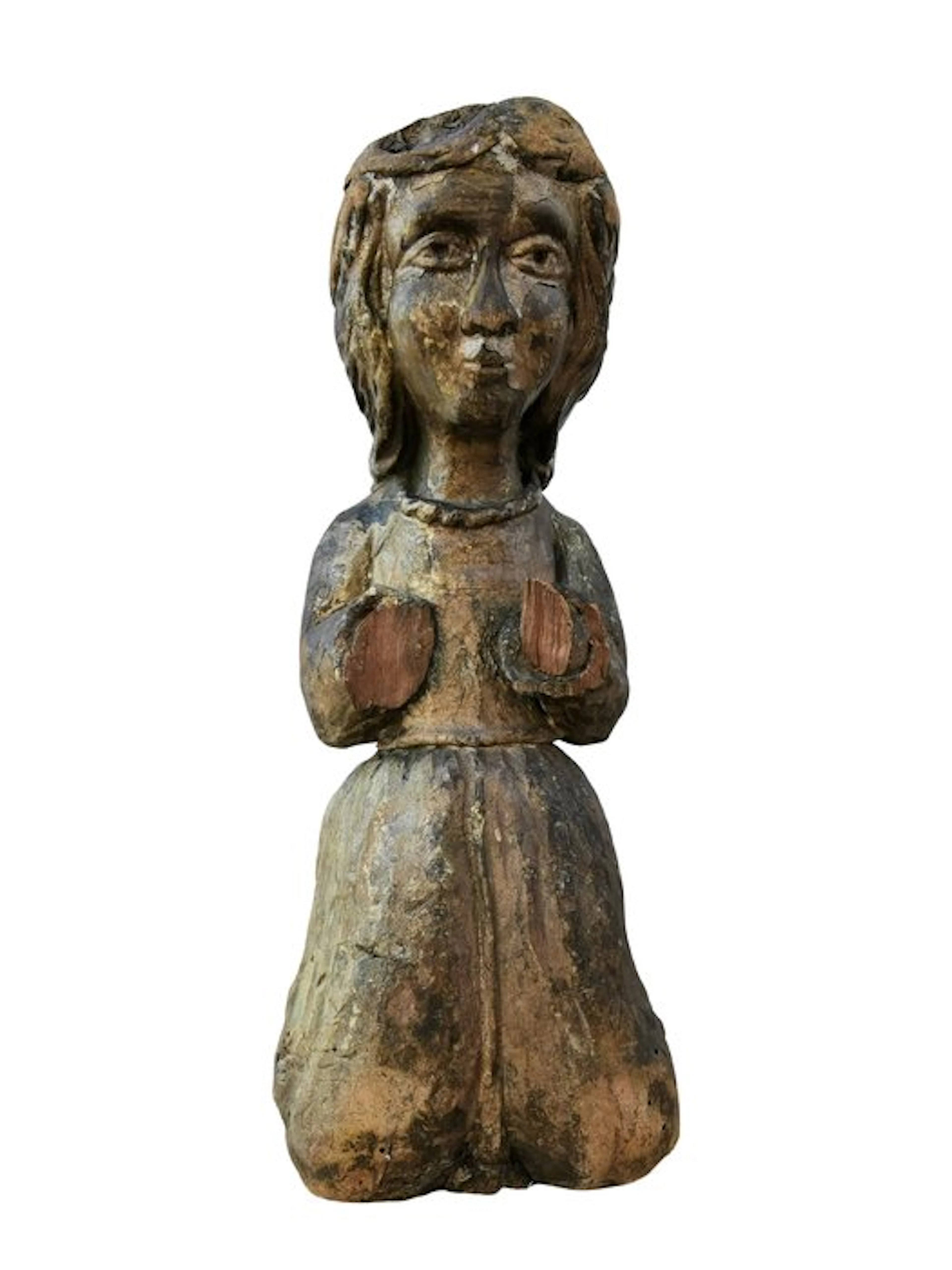 Statue, Un'orante - 36 cm - Wood