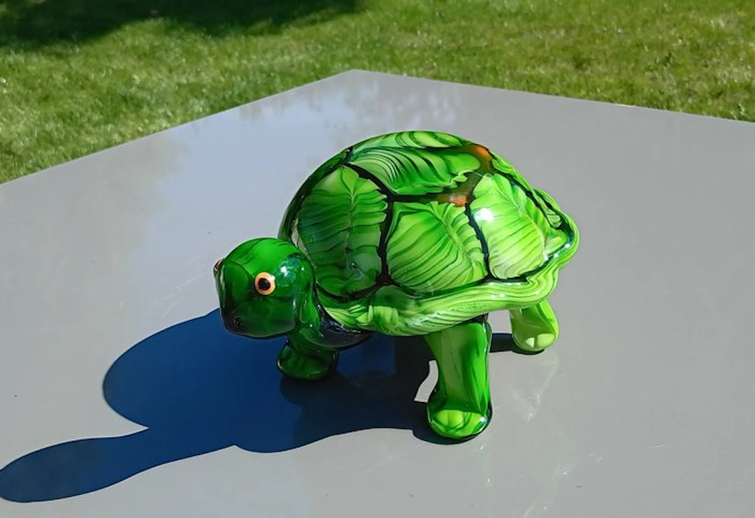 Sculpture, Handgeblazen schildpad - 11 cm - Glass