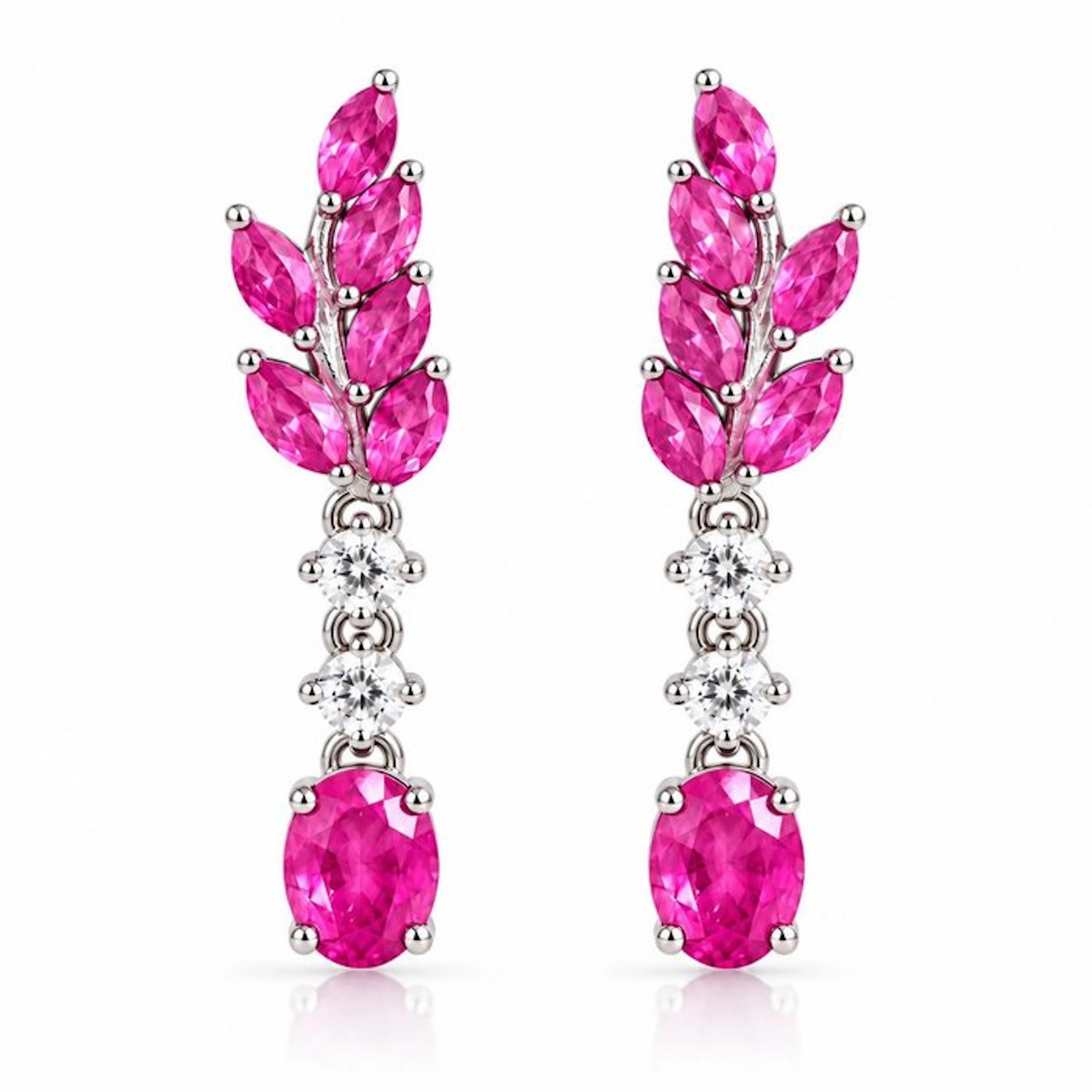 No reserve price - Earrings Silver Ruby