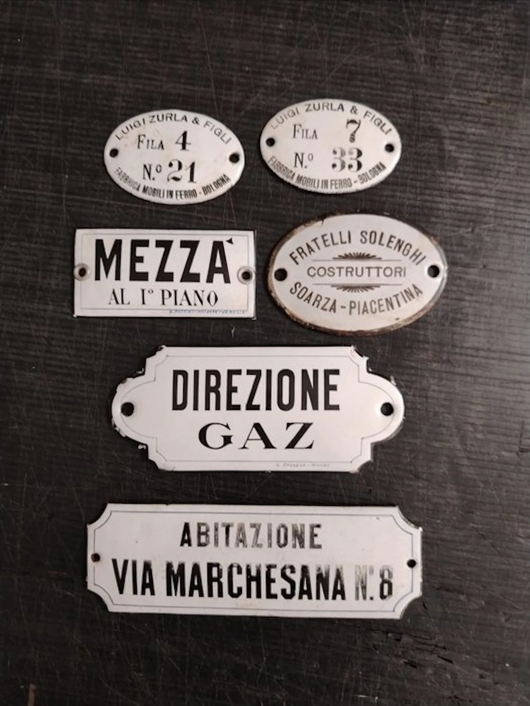 Sign - Six Enamel Sign - 1940s - Enamel, Iron