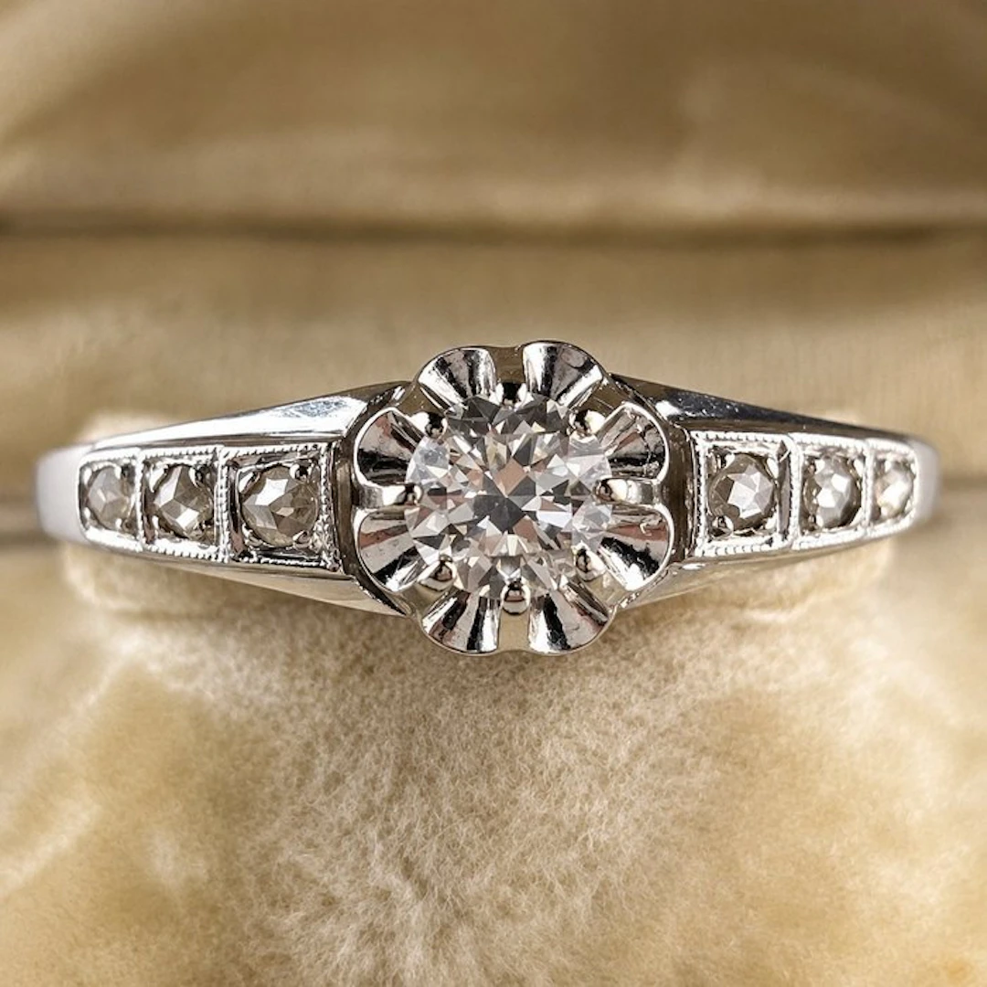 No reserve price - Ring - 18 kt. White gold - 0.38ct. tw. Diamond (Natural)