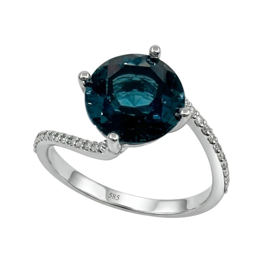 No reserve price - Ring - 14 kt. White gold - 4.5ct. tw. Topaz - Diamond