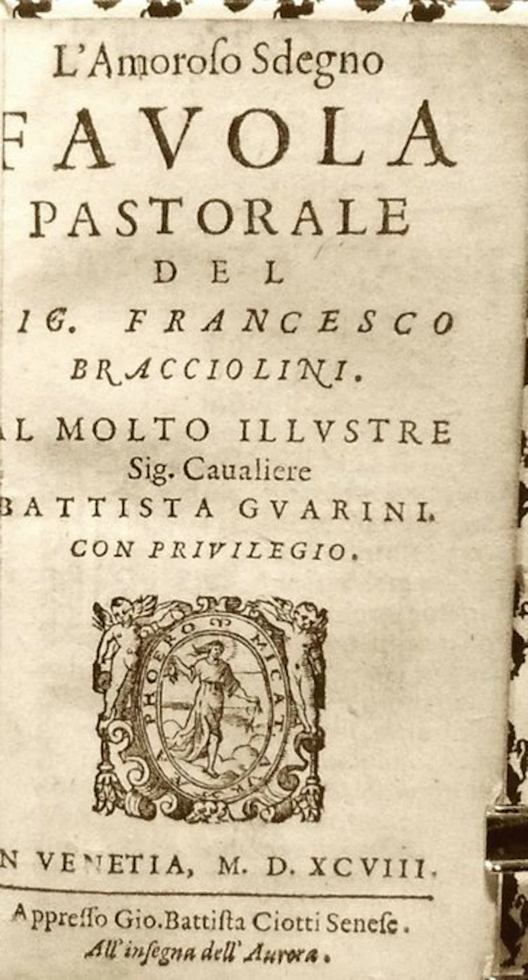 Bracciolini Francesco. - L’Amoroso Sdegno. - 1598