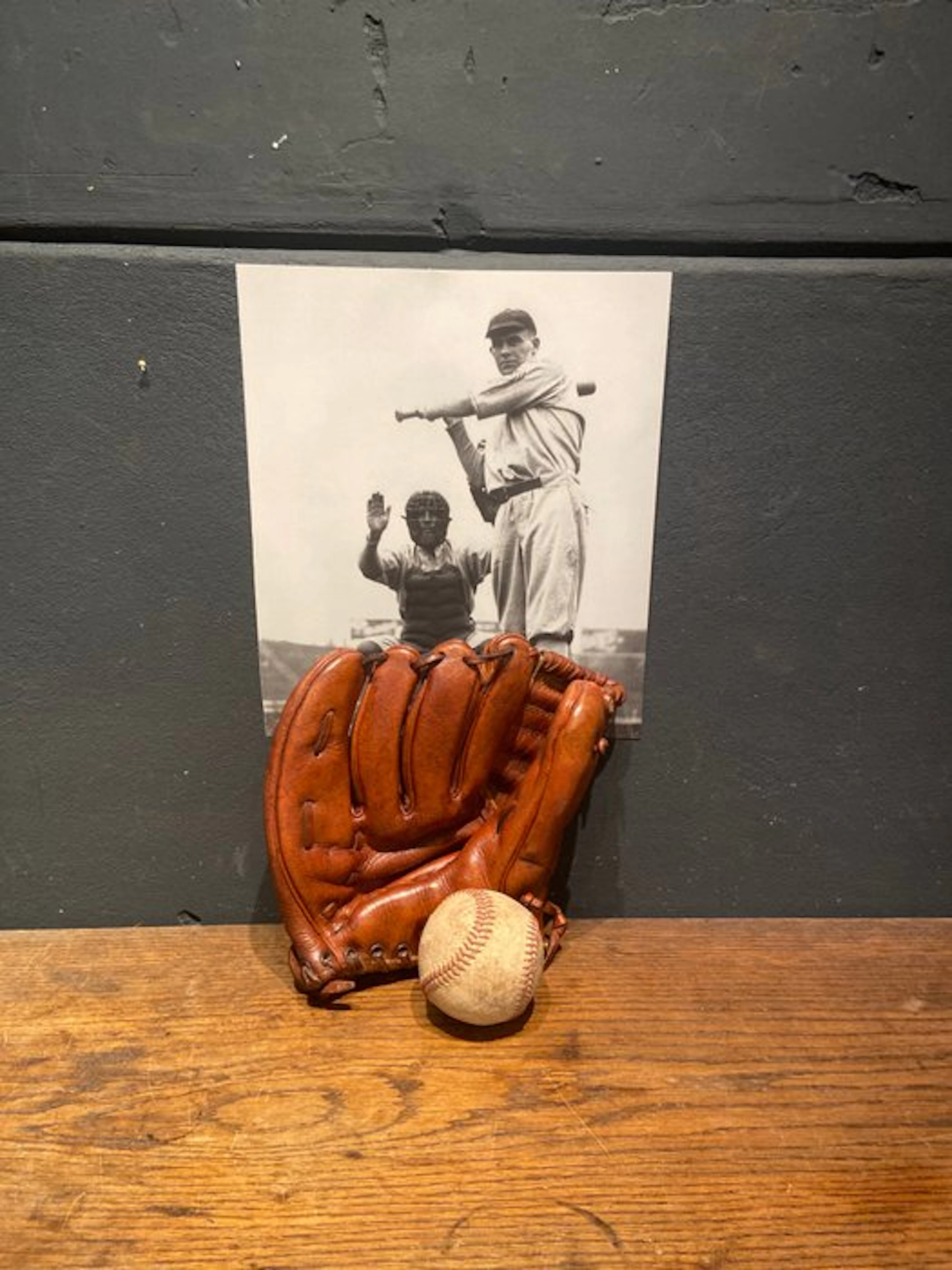 Vintage baseball glove - baseball ball - baseball glove - leather ball
