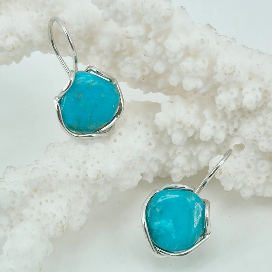 Turquoise - Silver - Earrings - Turquoise Arizona