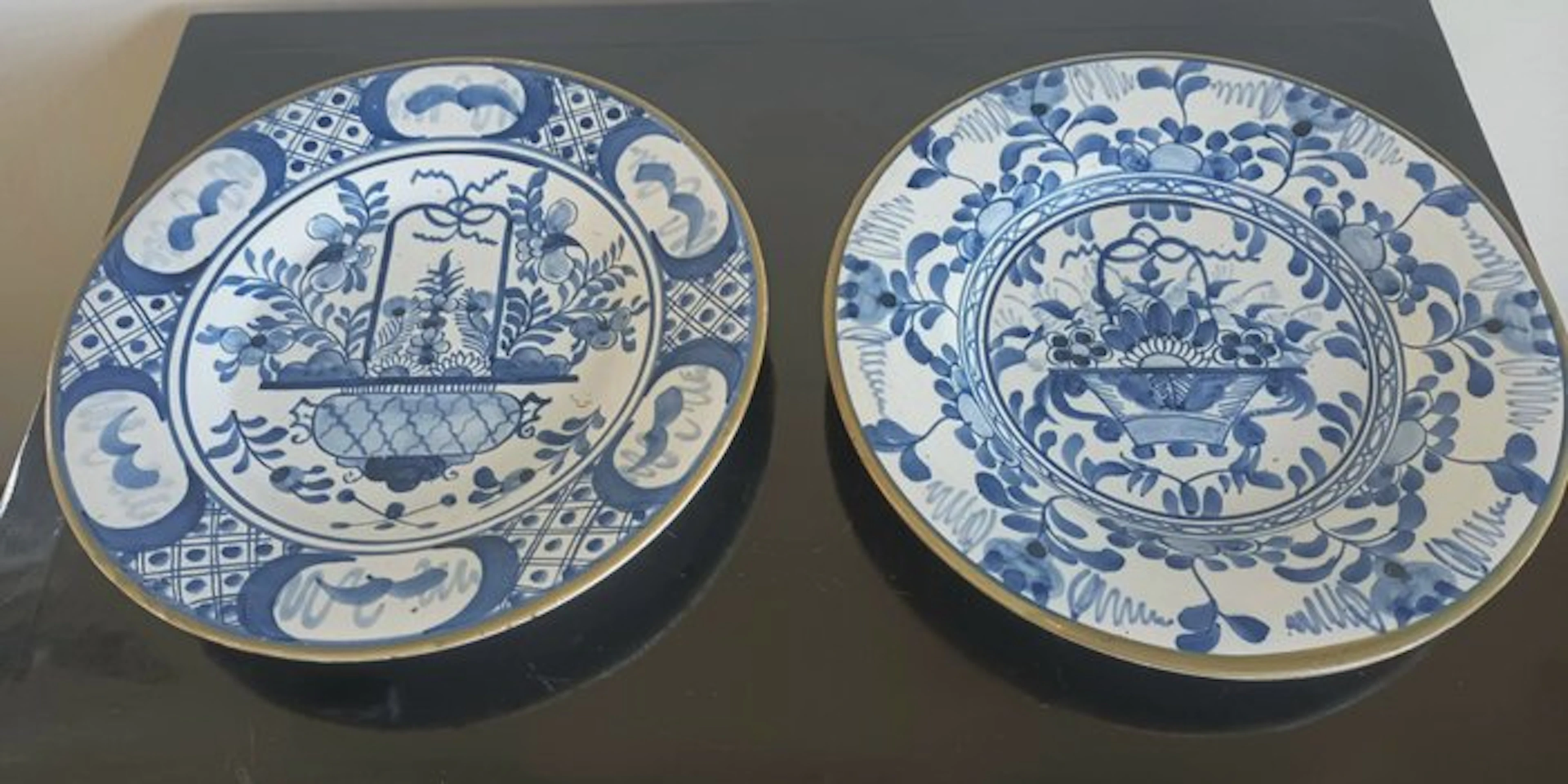 Wall plate - Pottery - Two plates, 18th century