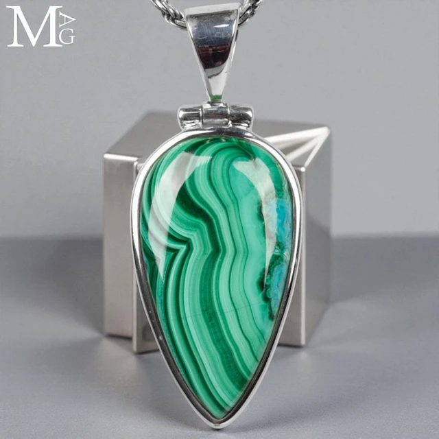Natural Malachite Eye Malachite - Height: 42 mm - Width: 17 mm- 7 g - (1)